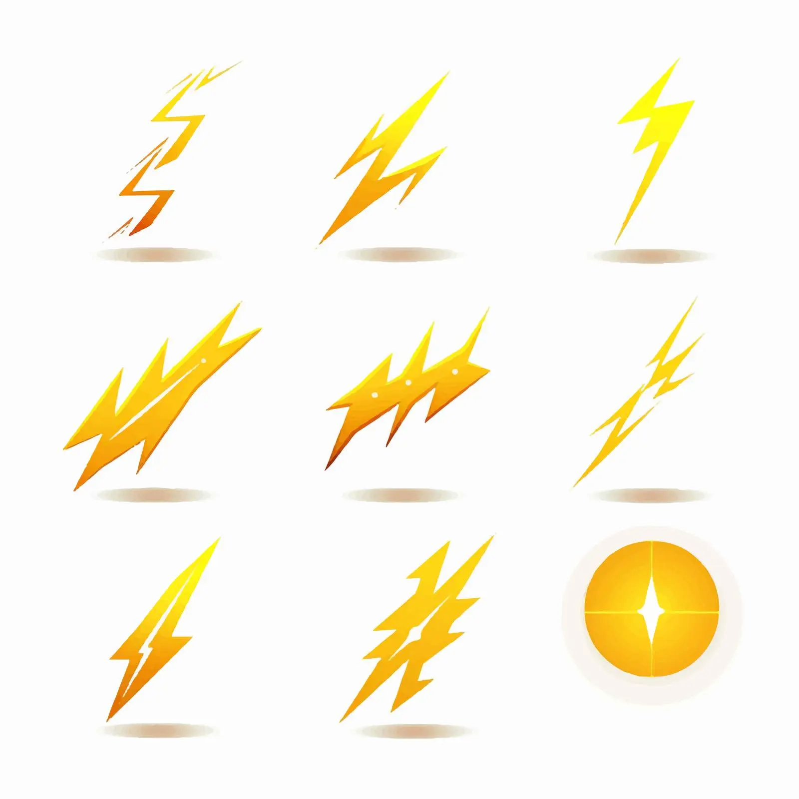 Yellow Lightning Bolt Symbols Isolated on White – free electrical image from Dotvec