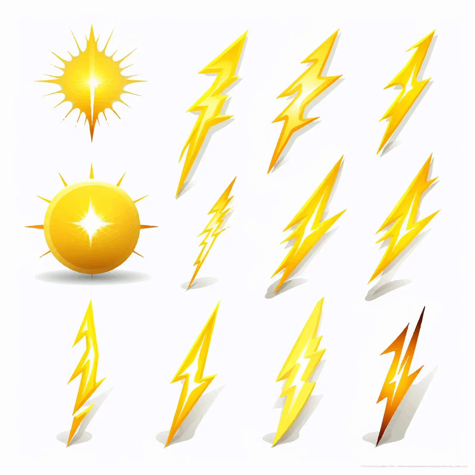Yellow Lightning Bolt Symbols on White Background — free download from Dotvec