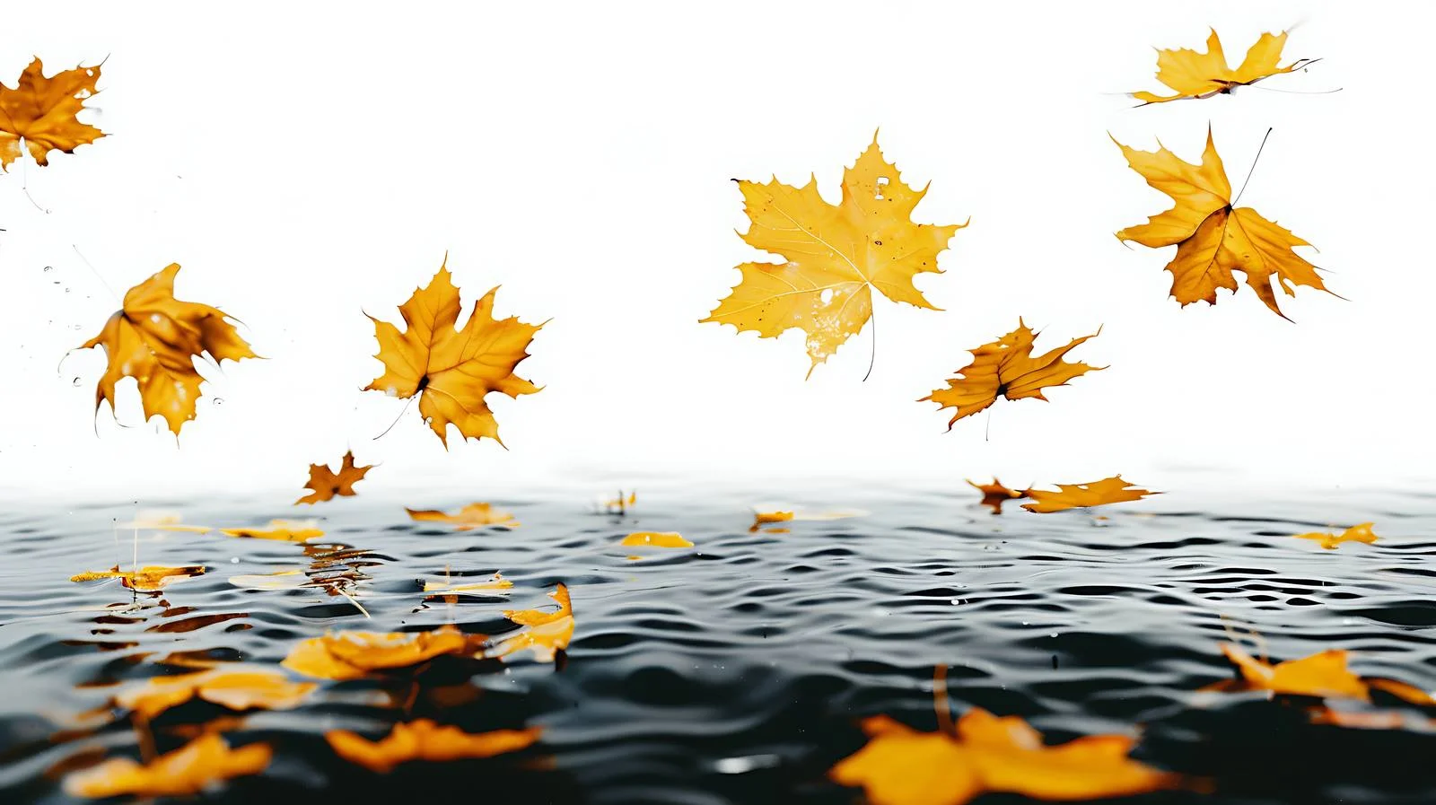 Golden Maple Leaves Drifting on Dark Waters — free download from Dotvec