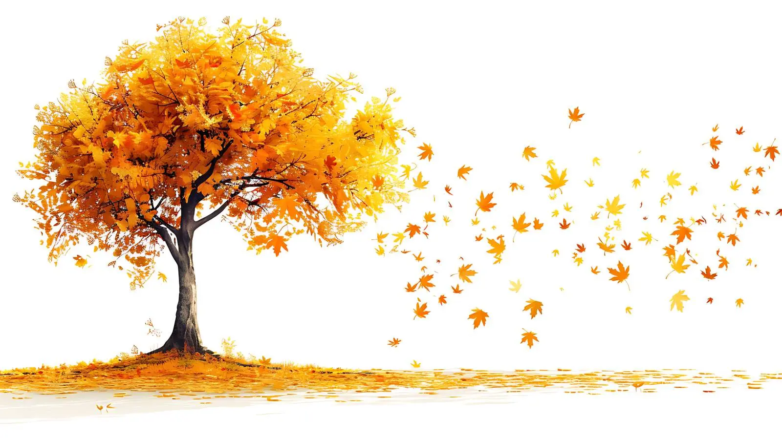 Yellow Maple Tree with Autumn Leaves Isolated — free download from Dotvec