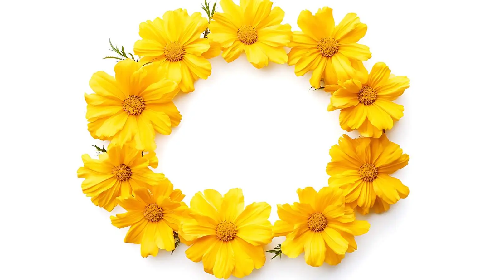 Yellow Marigold Wreath on White Background — free download from Dotvec