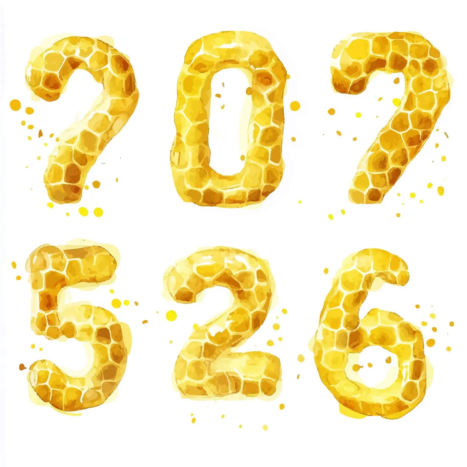 Yellow Honeycomb Texture Watercolor Vector Set — free download from Dotvec