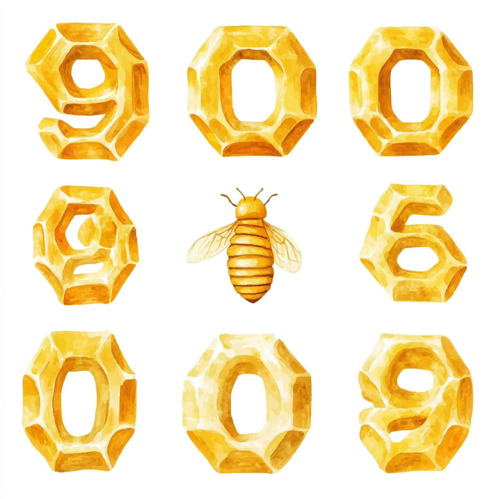 Yellow Honeycomb Watercolor Vector Design — free download from Dotvec