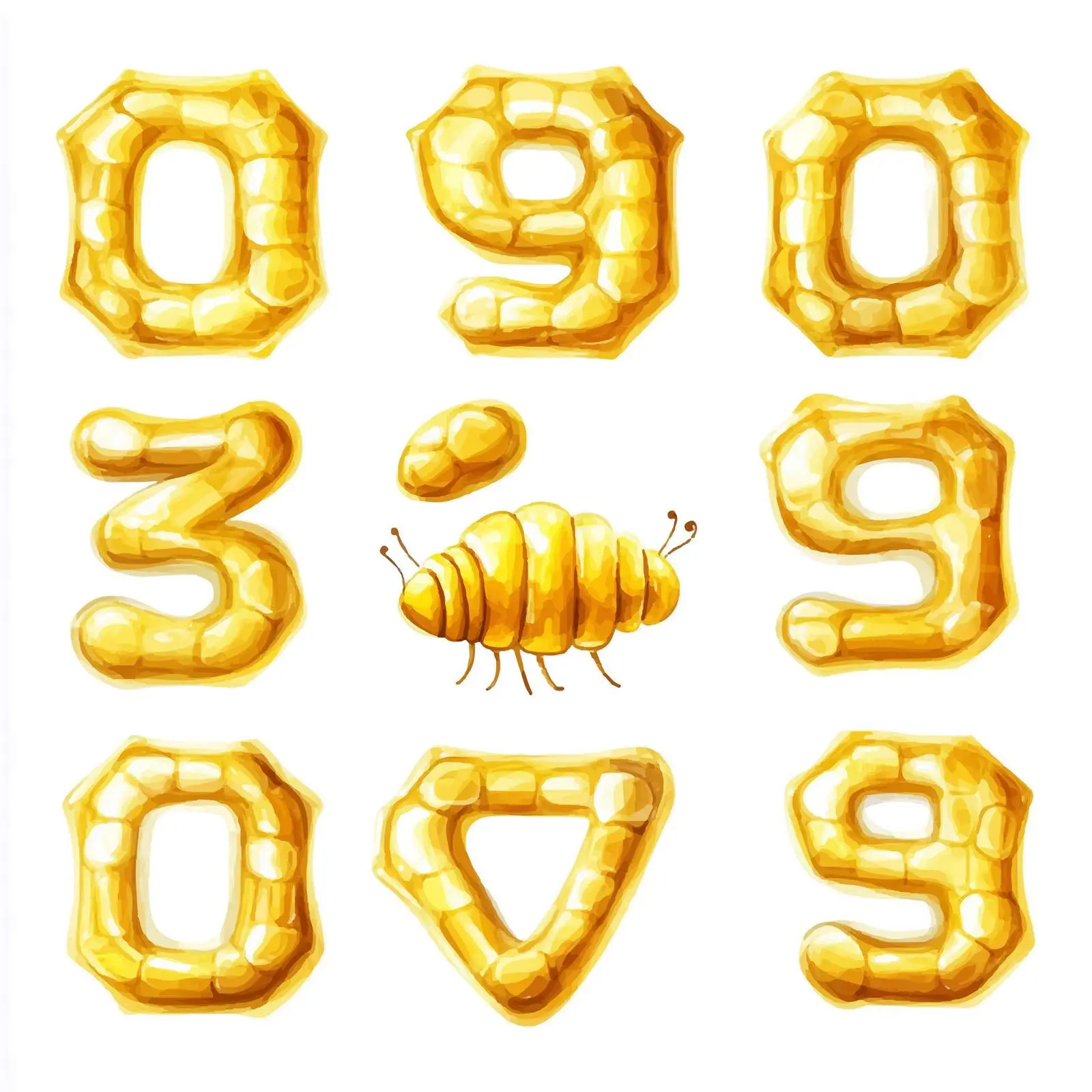 Yellow Honeycomb Texture Watercolor Vector Set — free download from Dotvec