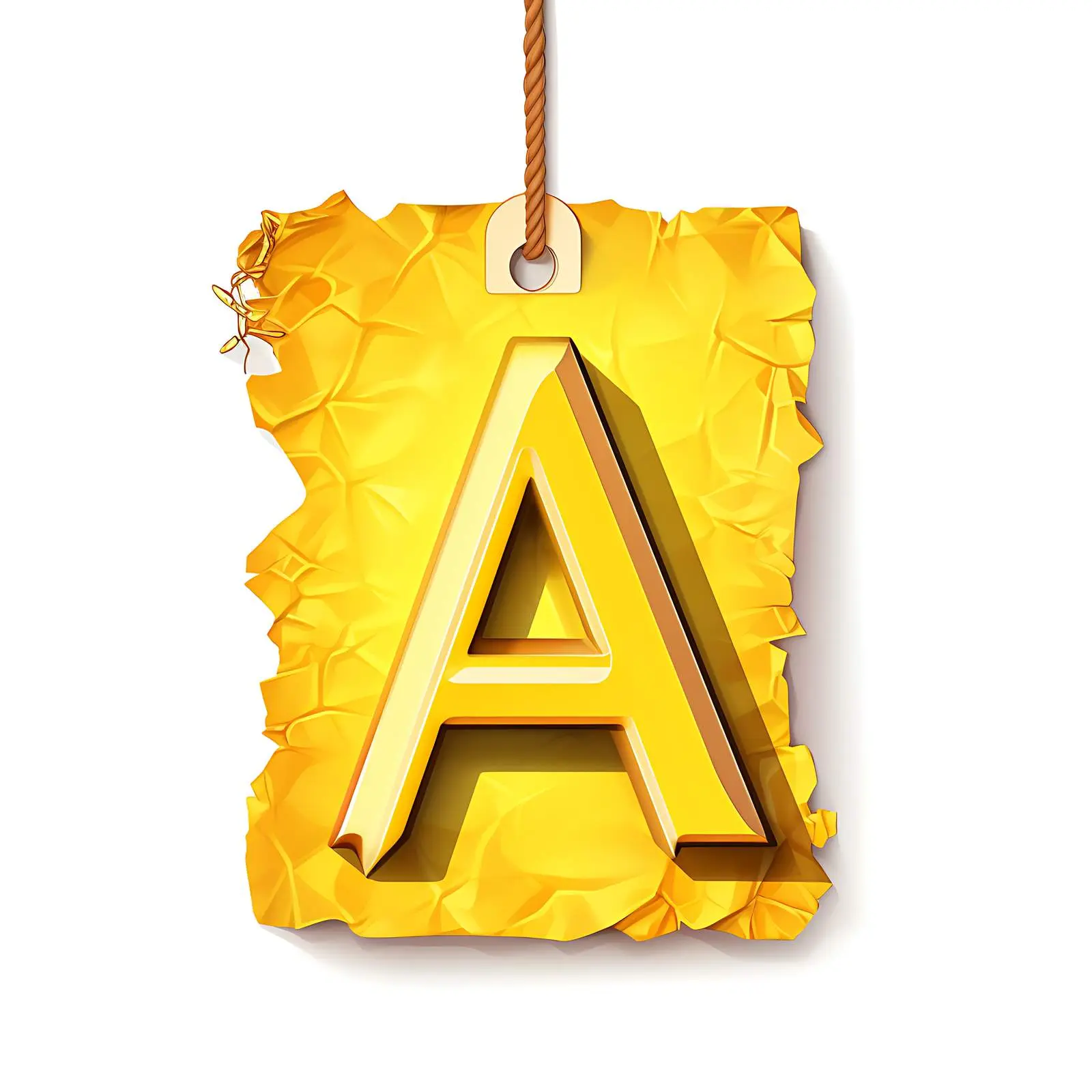 Yellow Ripped Paper Tag with Letter A — free download from Dotvec