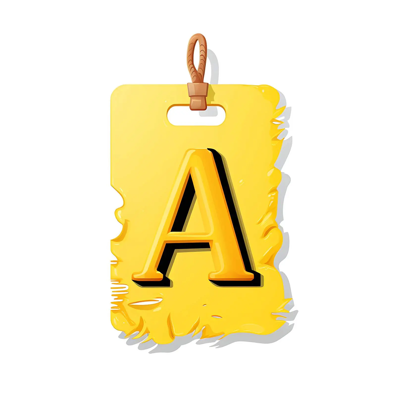 Yellow Ripped Paper Tag with Letter A – free background decor image from Dotvec