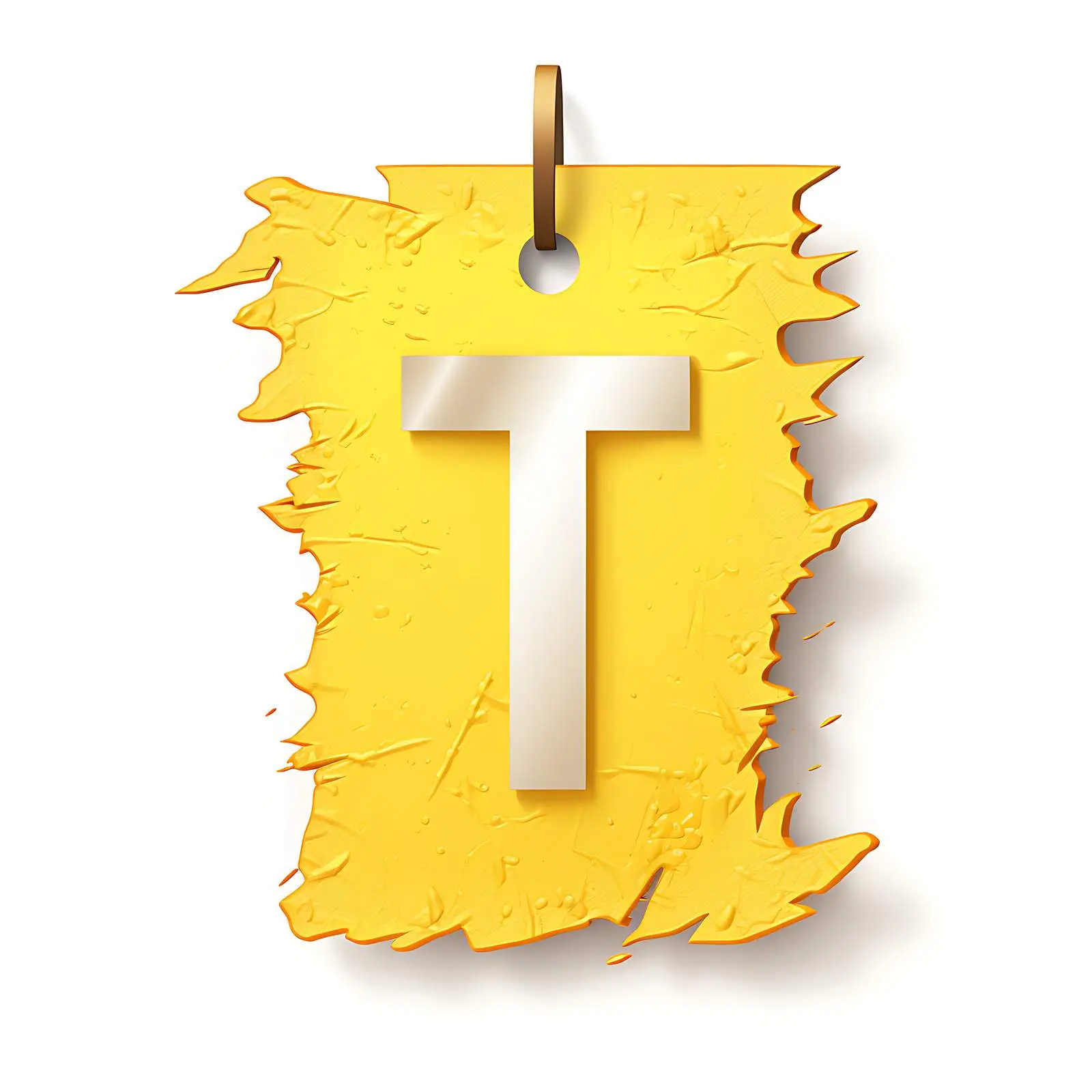 Yellow Ripped Paper Tag with Latin Letter T — free download from Dotvec