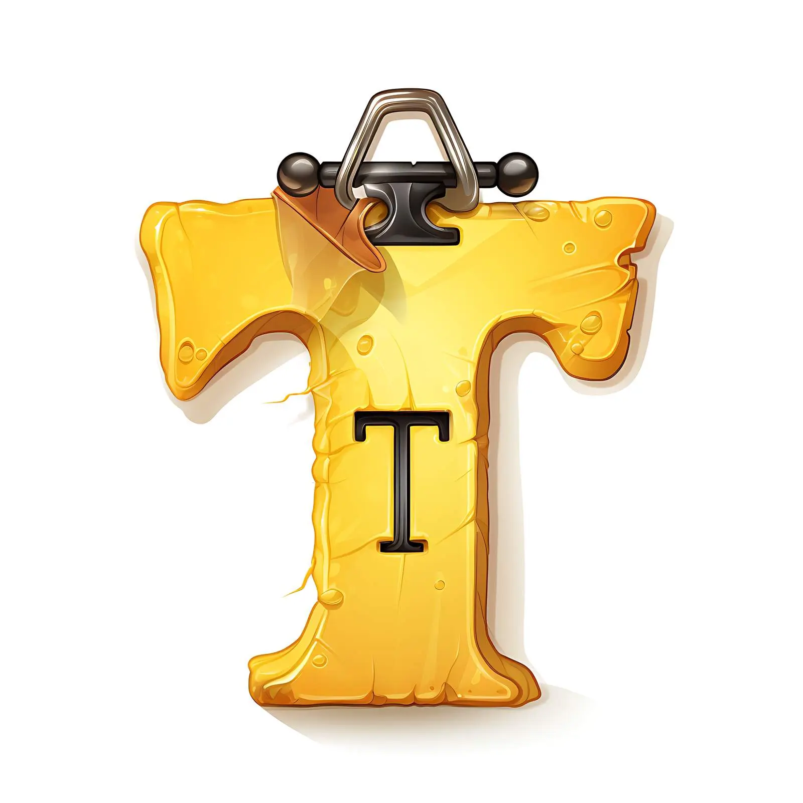 Yellow Ripped Paper Tag with Letter T – free artistic elements image from Dotvec