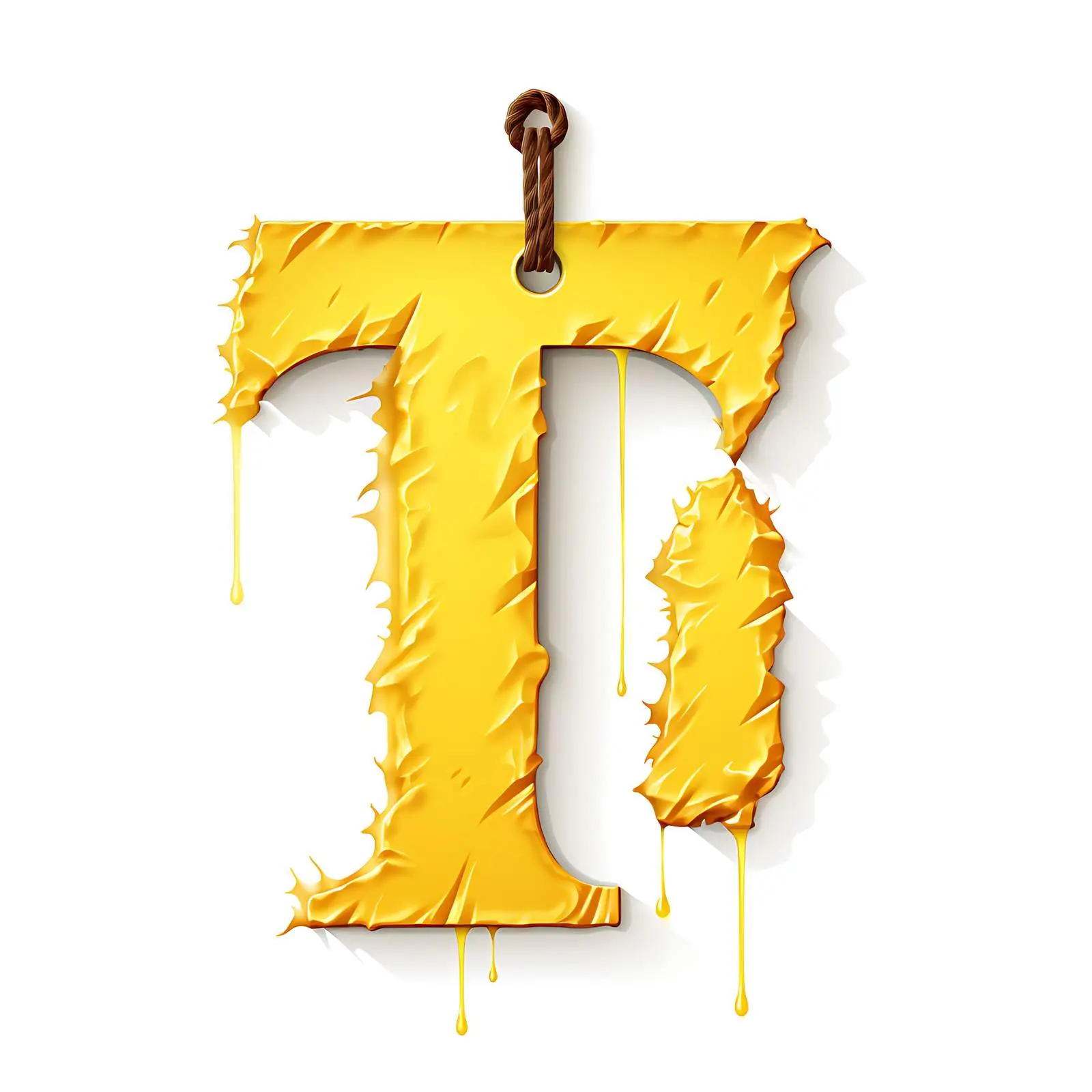 Yellow Ripped Paper Tag with Letter T — free download from Dotvec