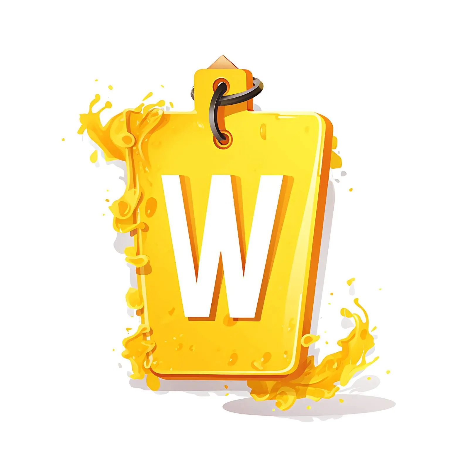 Yellow Ripped Paper Tag with Letter W — free download from Dotvec