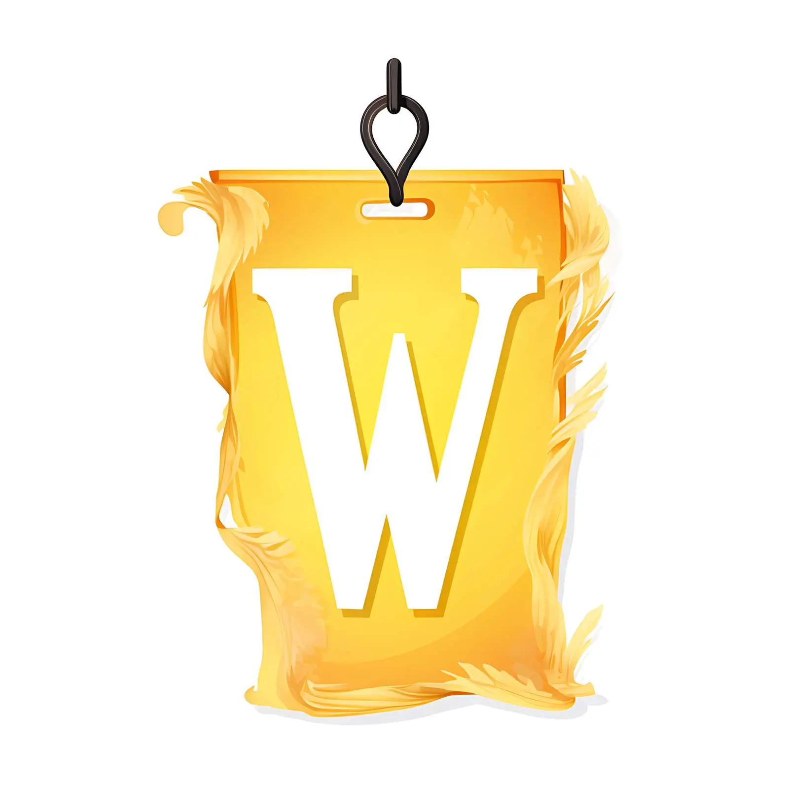 Yellow Ripped Paper Tag with Letter W — free download from Dotvec