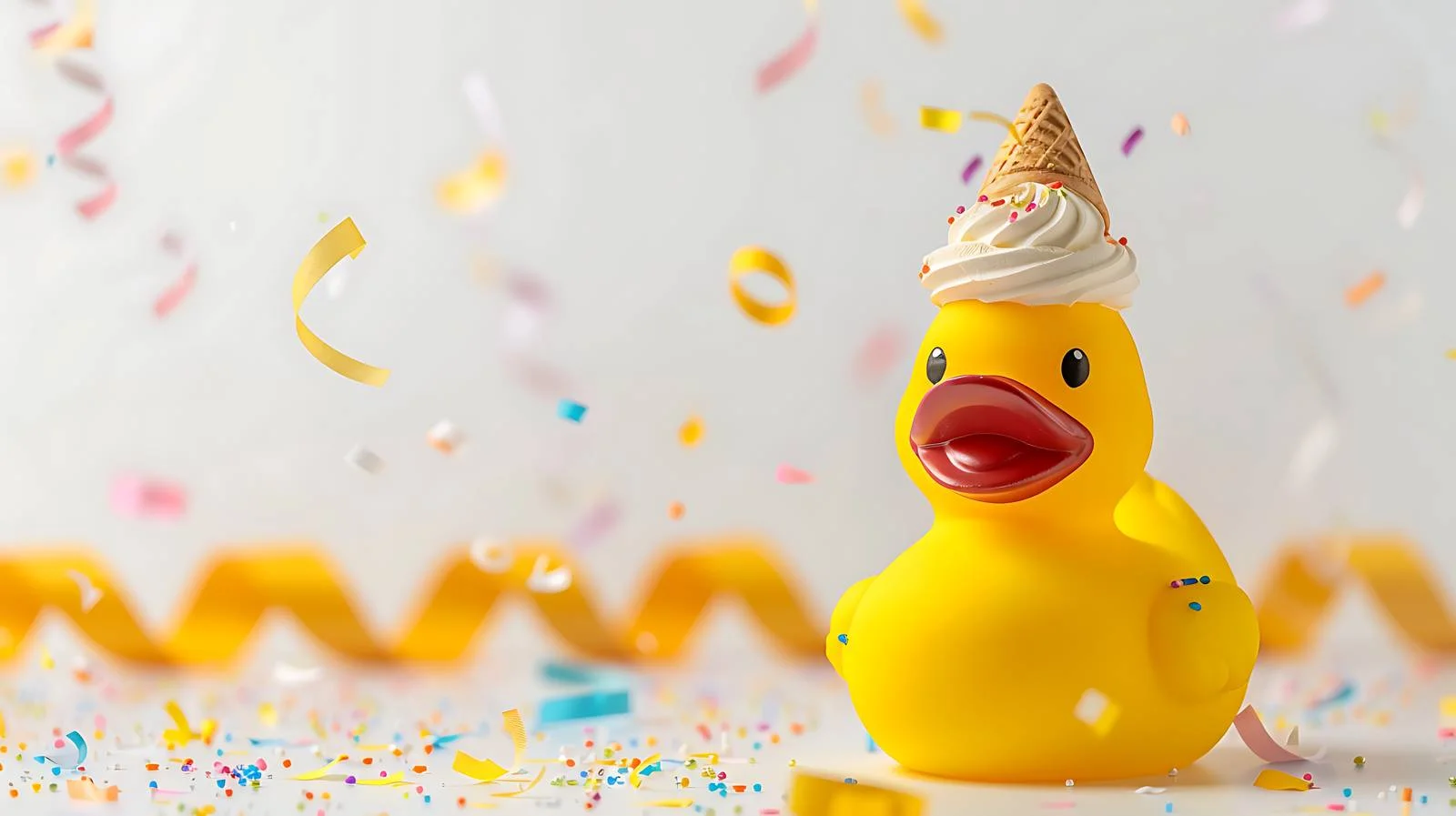 Playful Rubber Duck with Ice Cream — free download from Dotvec