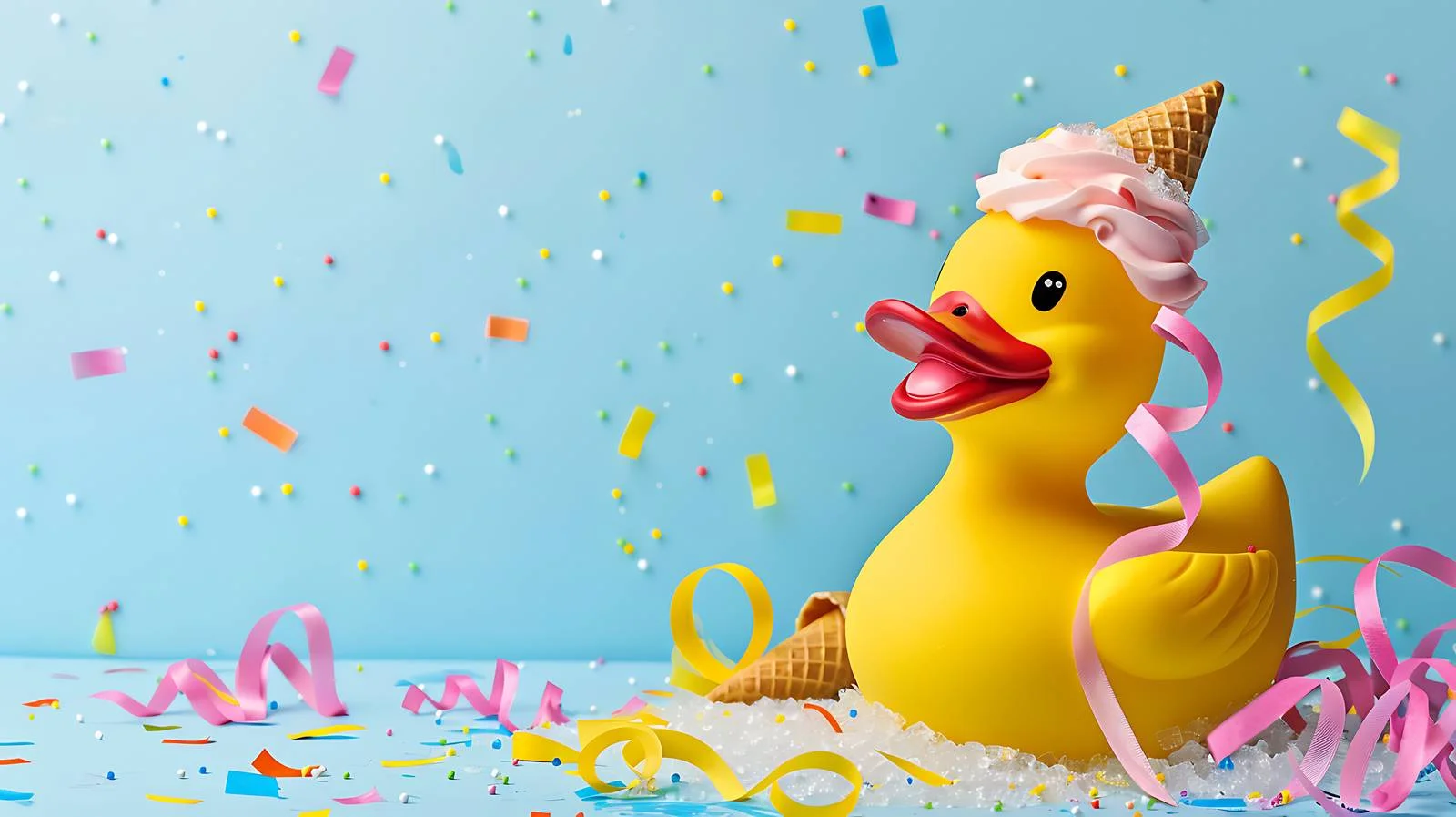Festive Rubber Duck with Ice Cream – free quack image from Dotvec