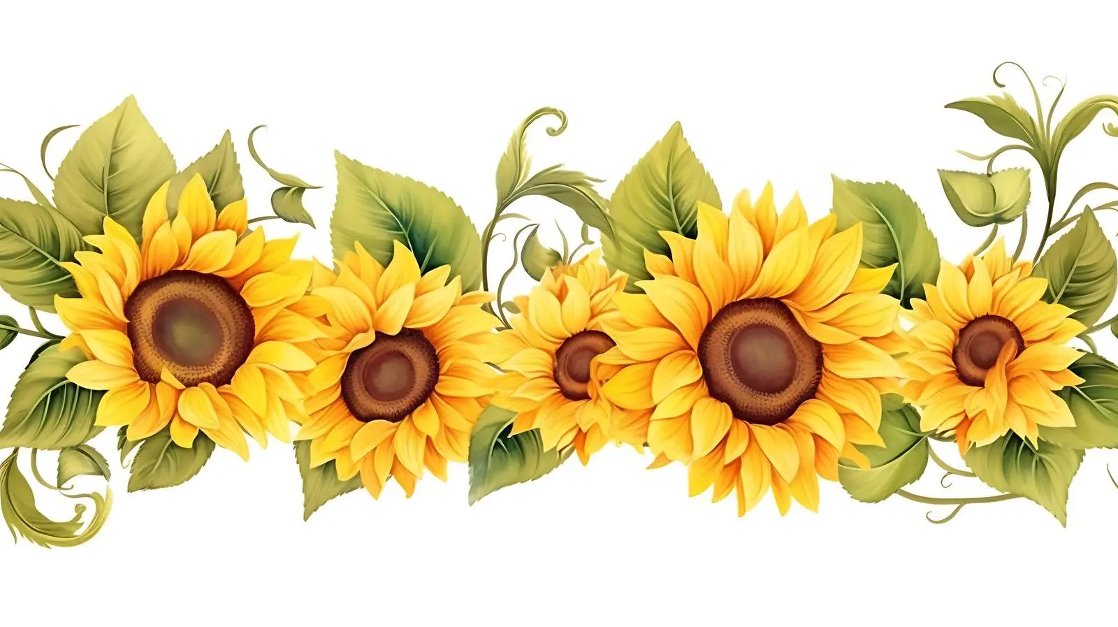 Sunflower Green Leaves Frame Isolated — free download from Dotvec