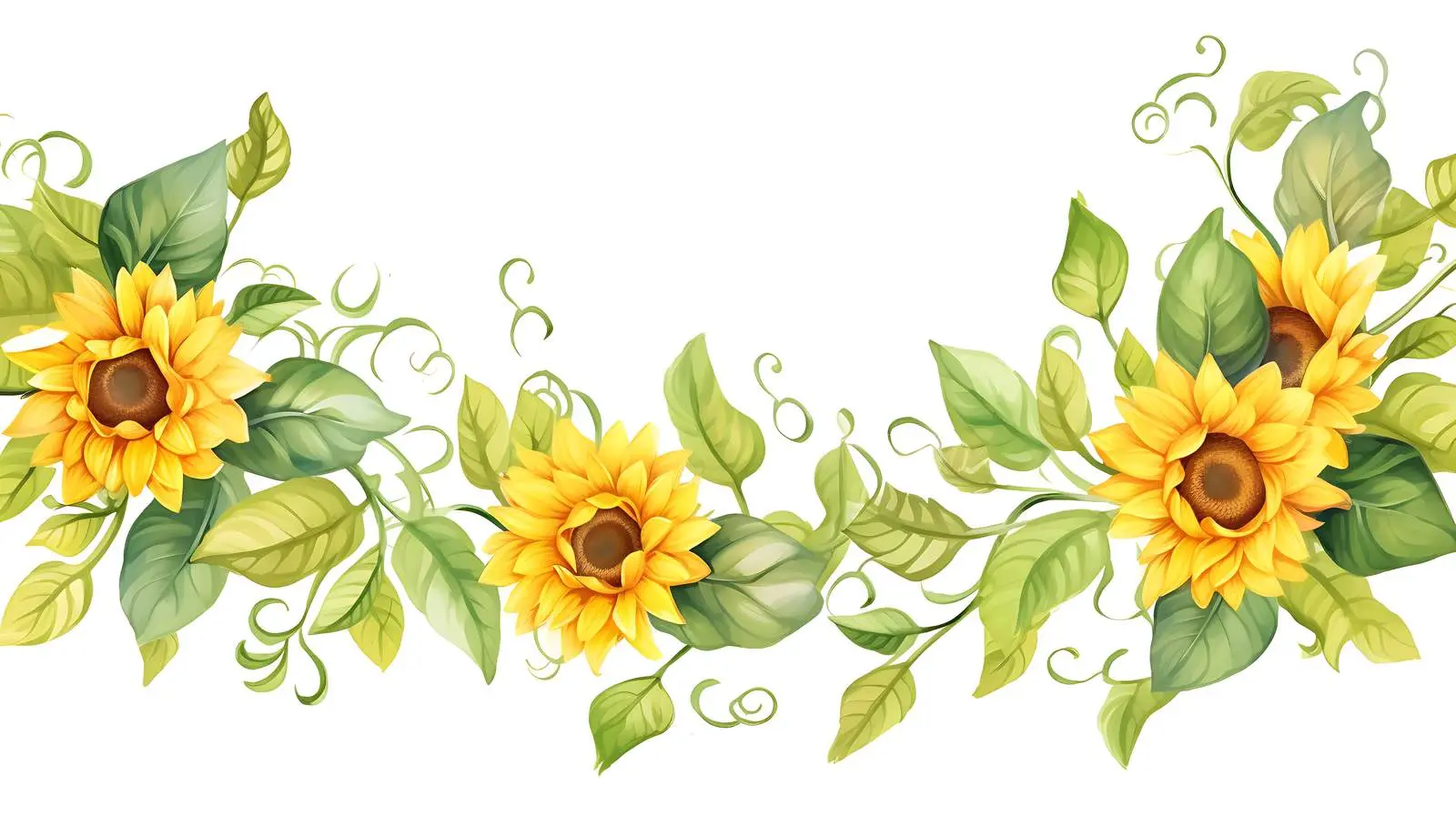 Sunflower Leaves Frame Isolated on White — free download from Dotvec