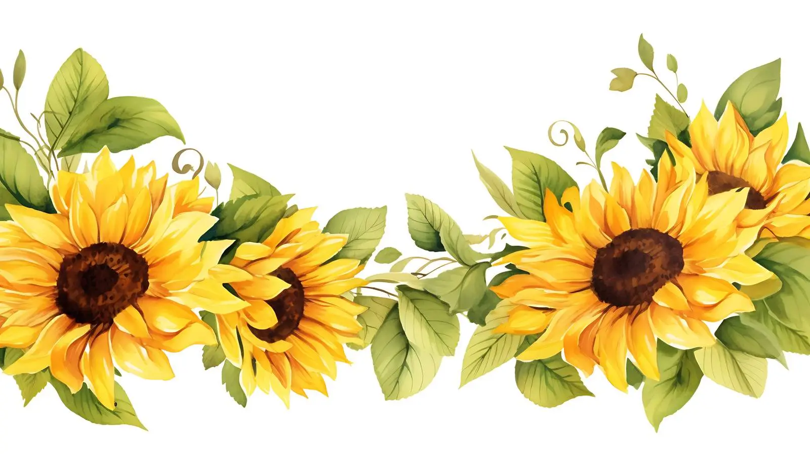 Sunflower and Leaves Frame Isolation — free download from Dotvec