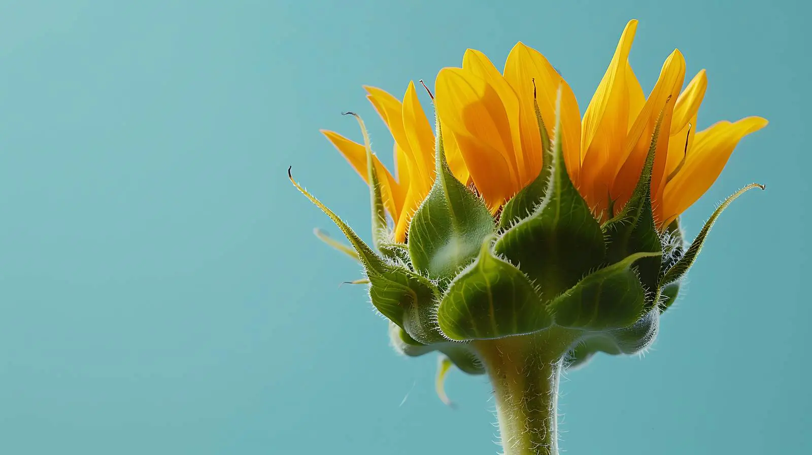 Sunflower Bud on Aquamarine Background — free download from Dotvec