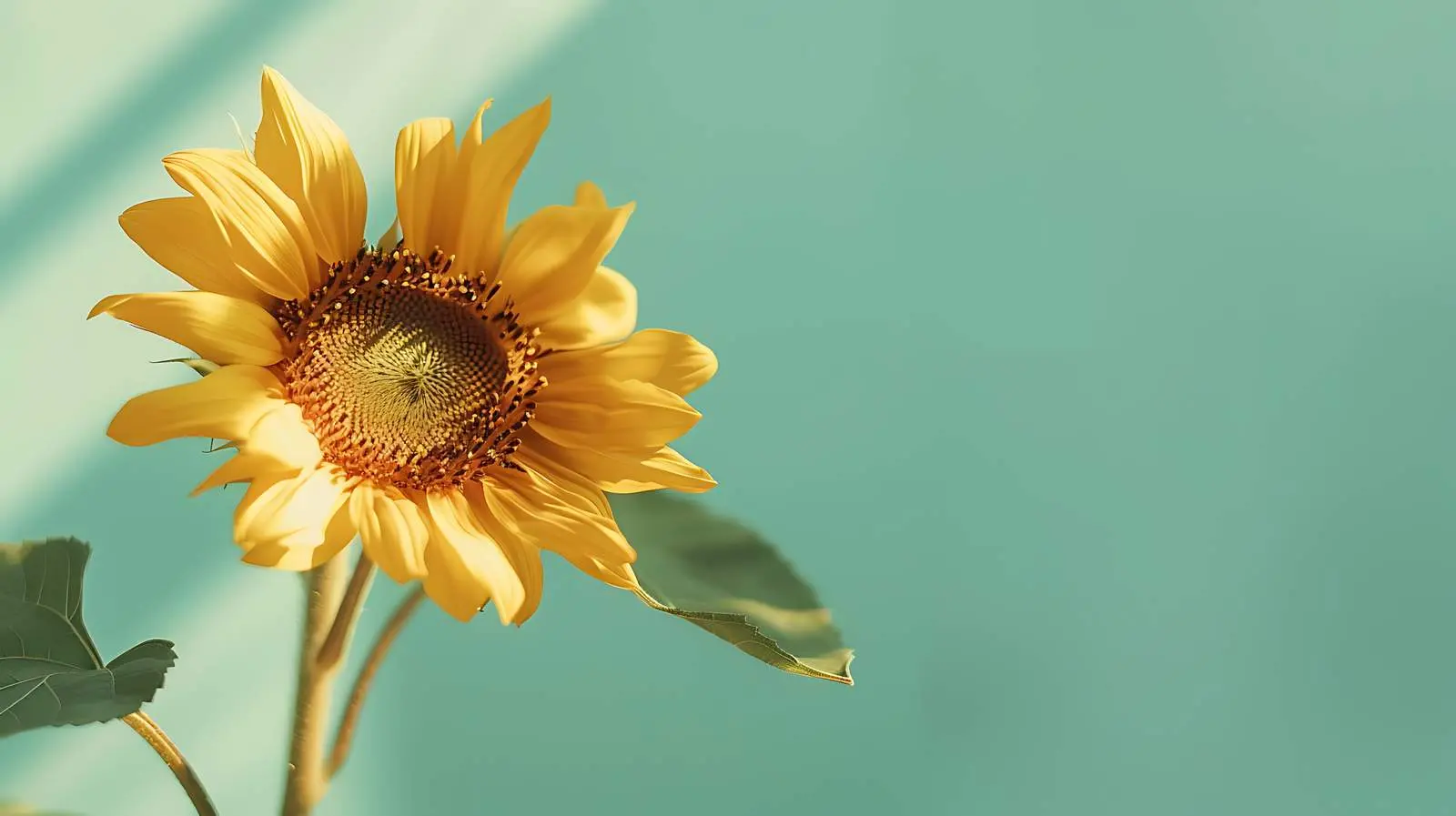 Minimal Yellow Sunflower on Pastel Green Background — free download from Dotvec