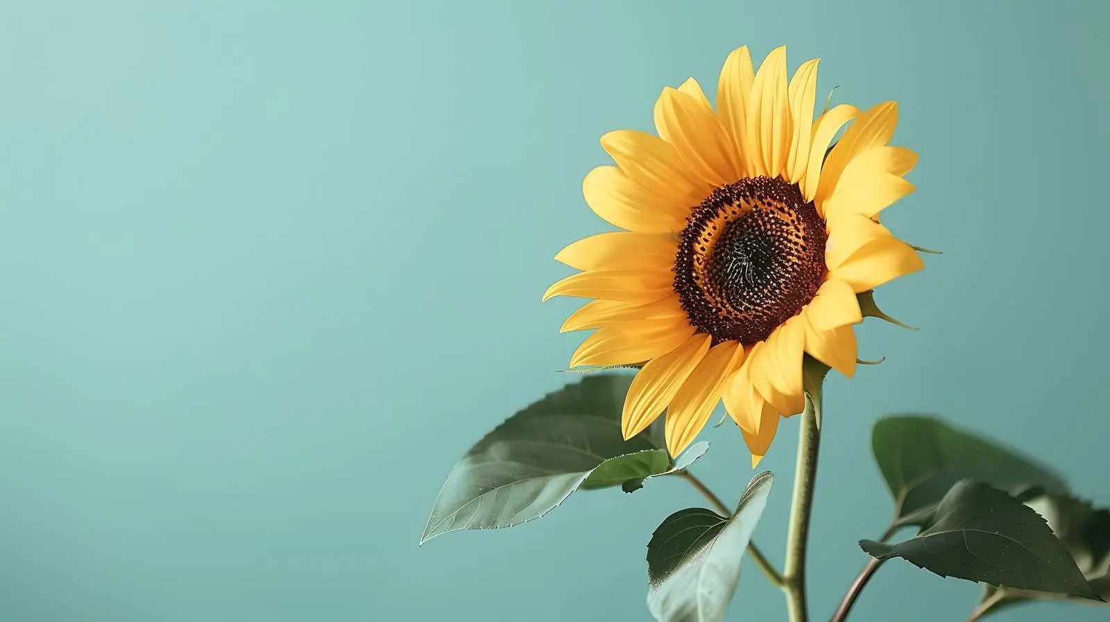 Yellow Sunflower on Pastel Green Background — free download from Dotvec