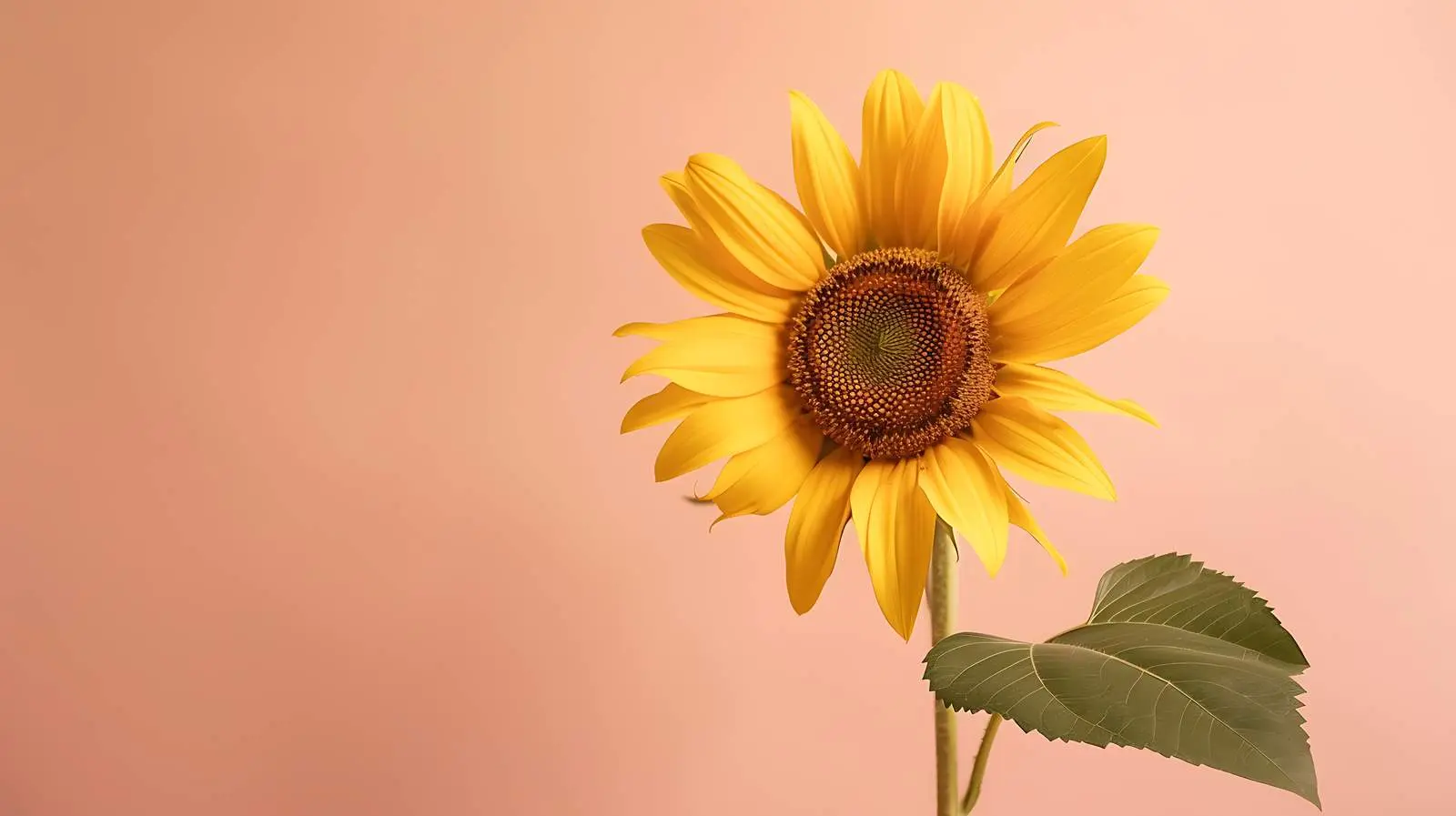 Yellow Sunflower on Pastel Peach Background — free download from Dotvec