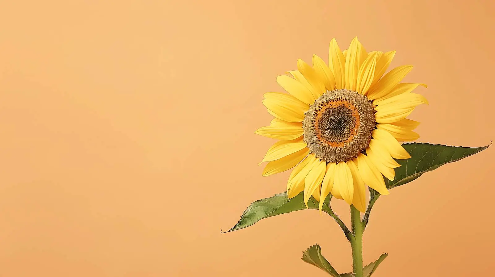 Minimal Yellow Sunflower on Peach Background — free download from Dotvec