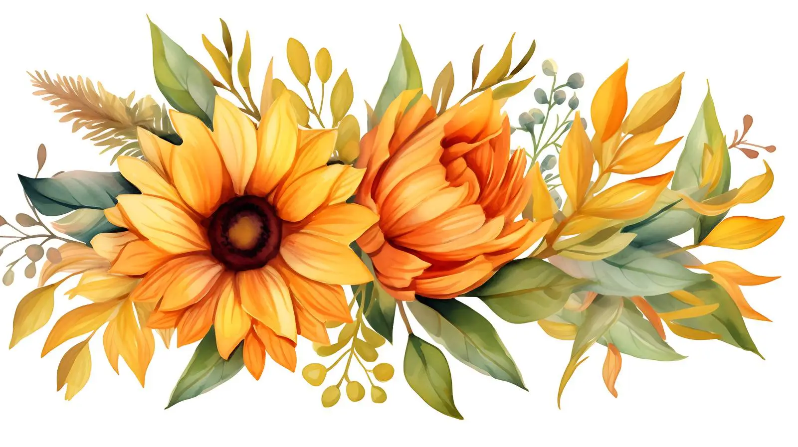 Vibrant Sunflower Bouquet with Foliage — free download from Dotvec