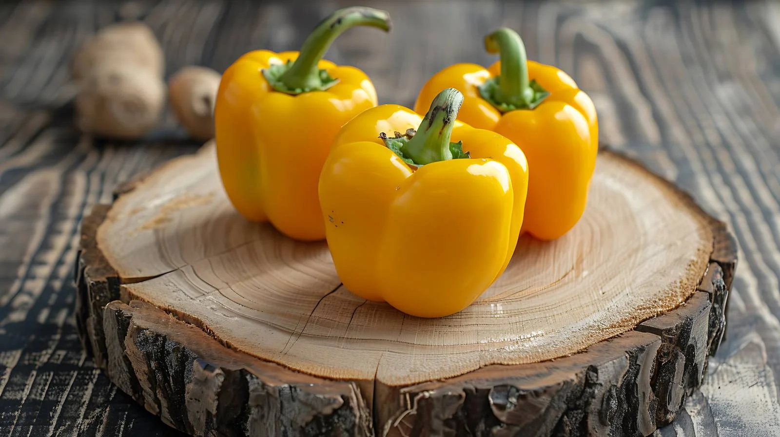 Vibrant Yellow Sweet Pepper on Rough Wood — free download from Dotvec