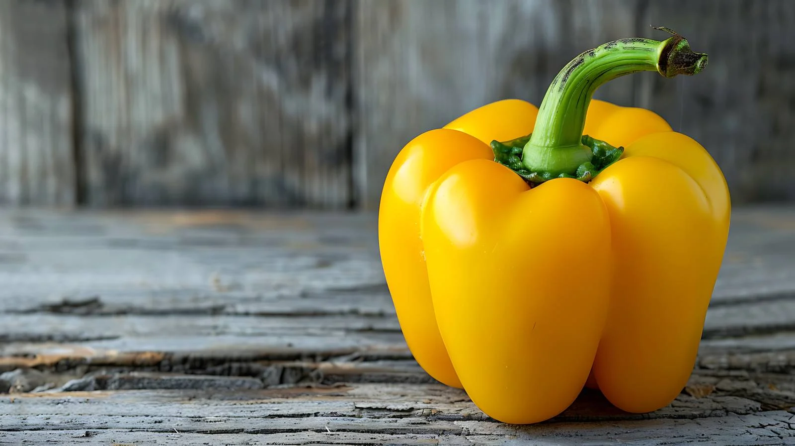 Vibrant Yellow Pepper on Rough Wooden Surface — free download from Dotvec