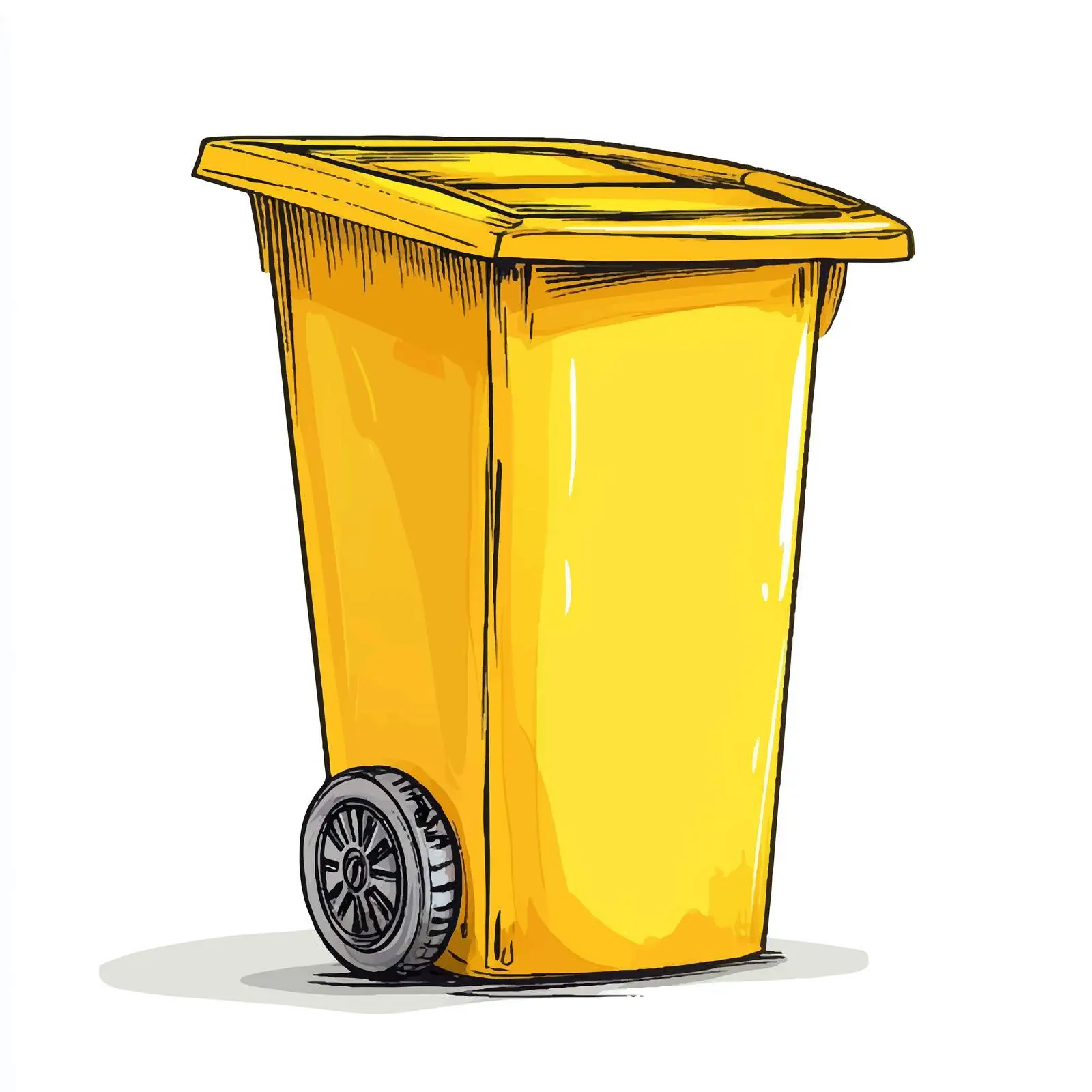Hand-Drawn Cartoon Yellow Trash Bin Vector — free download from Dotvec