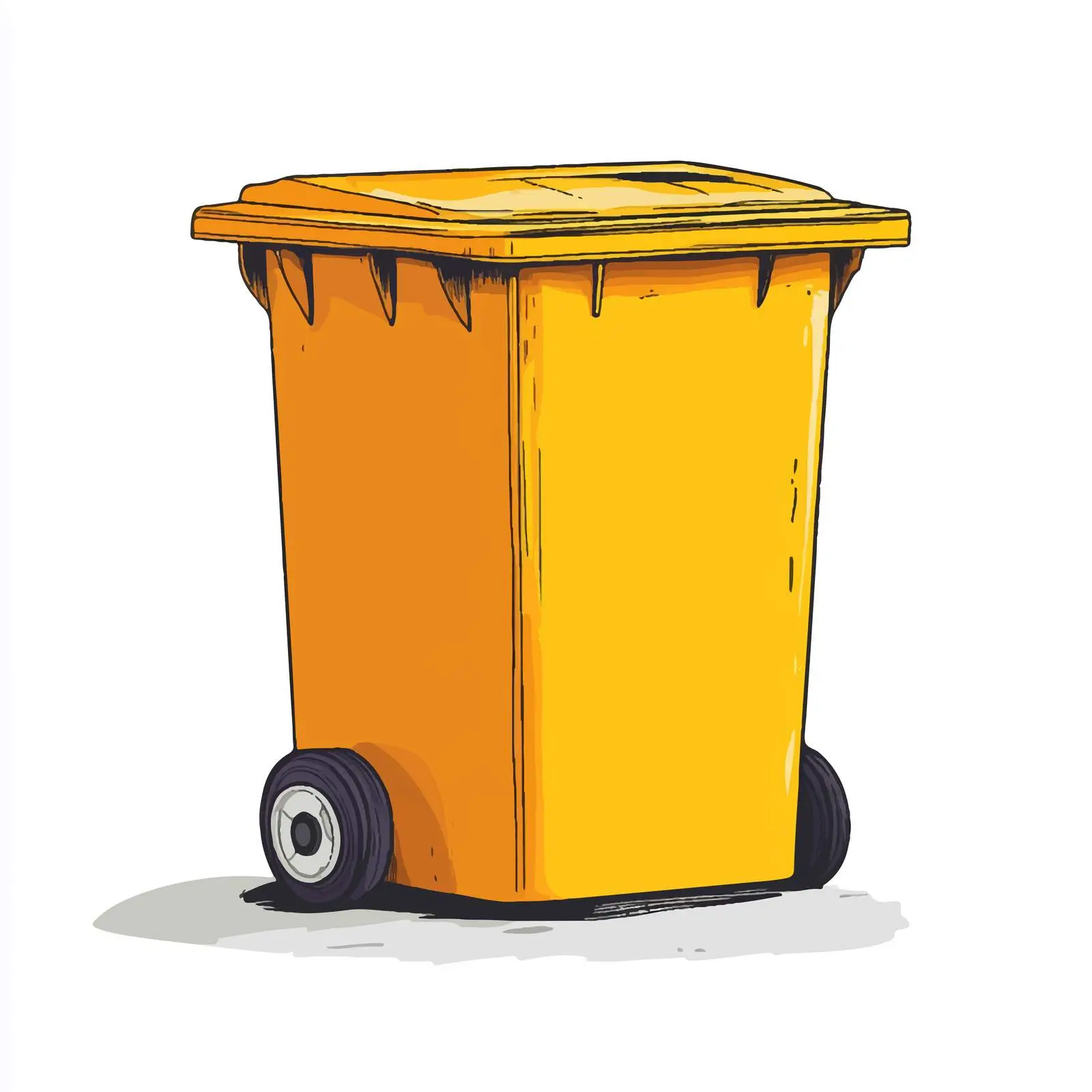 Hand-Drawn Cartoon Yellow Trash Bin Vector — free download from Dotvec
