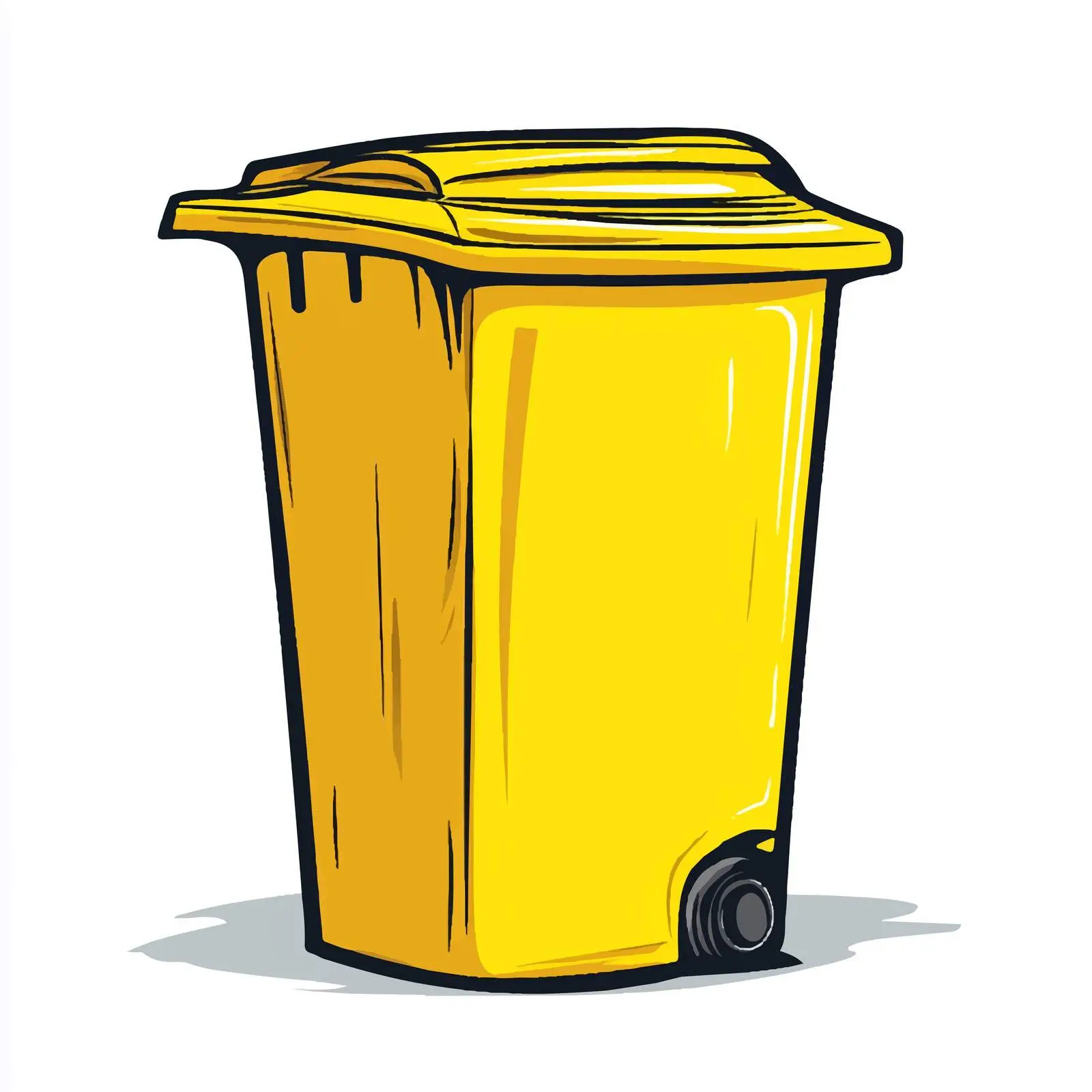 Cartoon Hand-Drawn Yellow Trash Bin Vector — free download from Dotvec