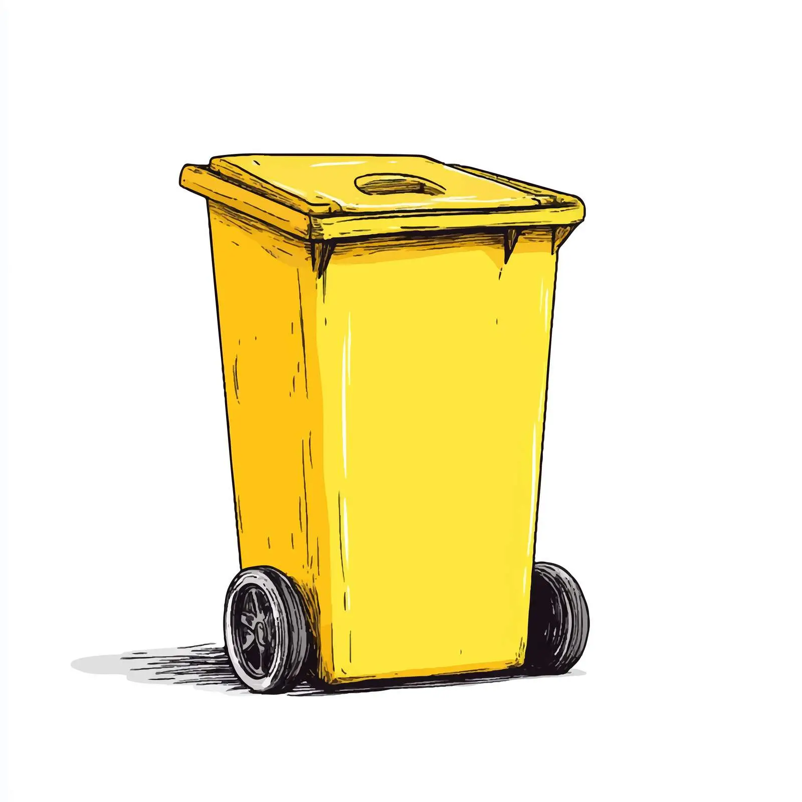 Hand-Drawn Yellow Trash Bin Vector Illustration — free download from Dotvec
