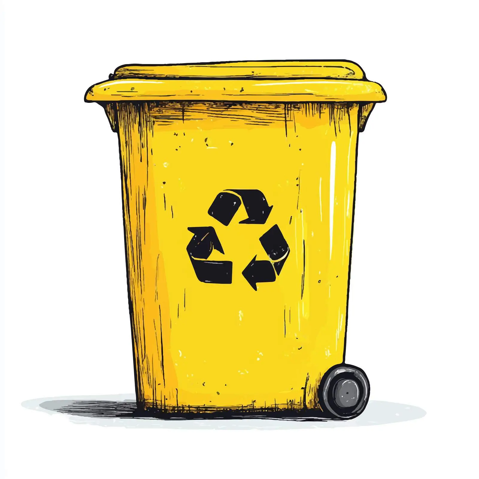 Cartoon Yellow Trash Bin Vector Illustration — free download from Dotvec