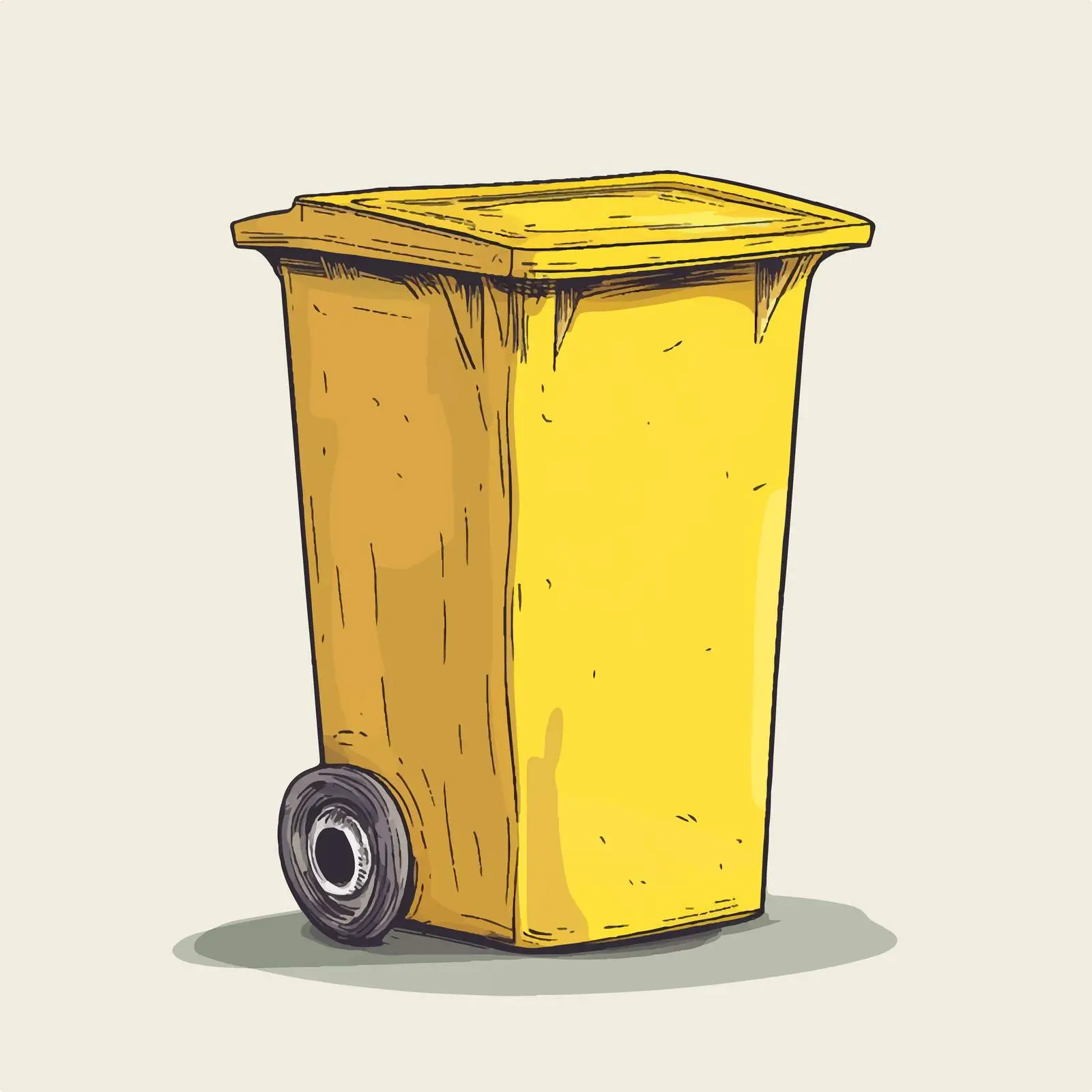 Hand Drawn Cartoon Yellow Trash Bin Vector — free download from Dotvec