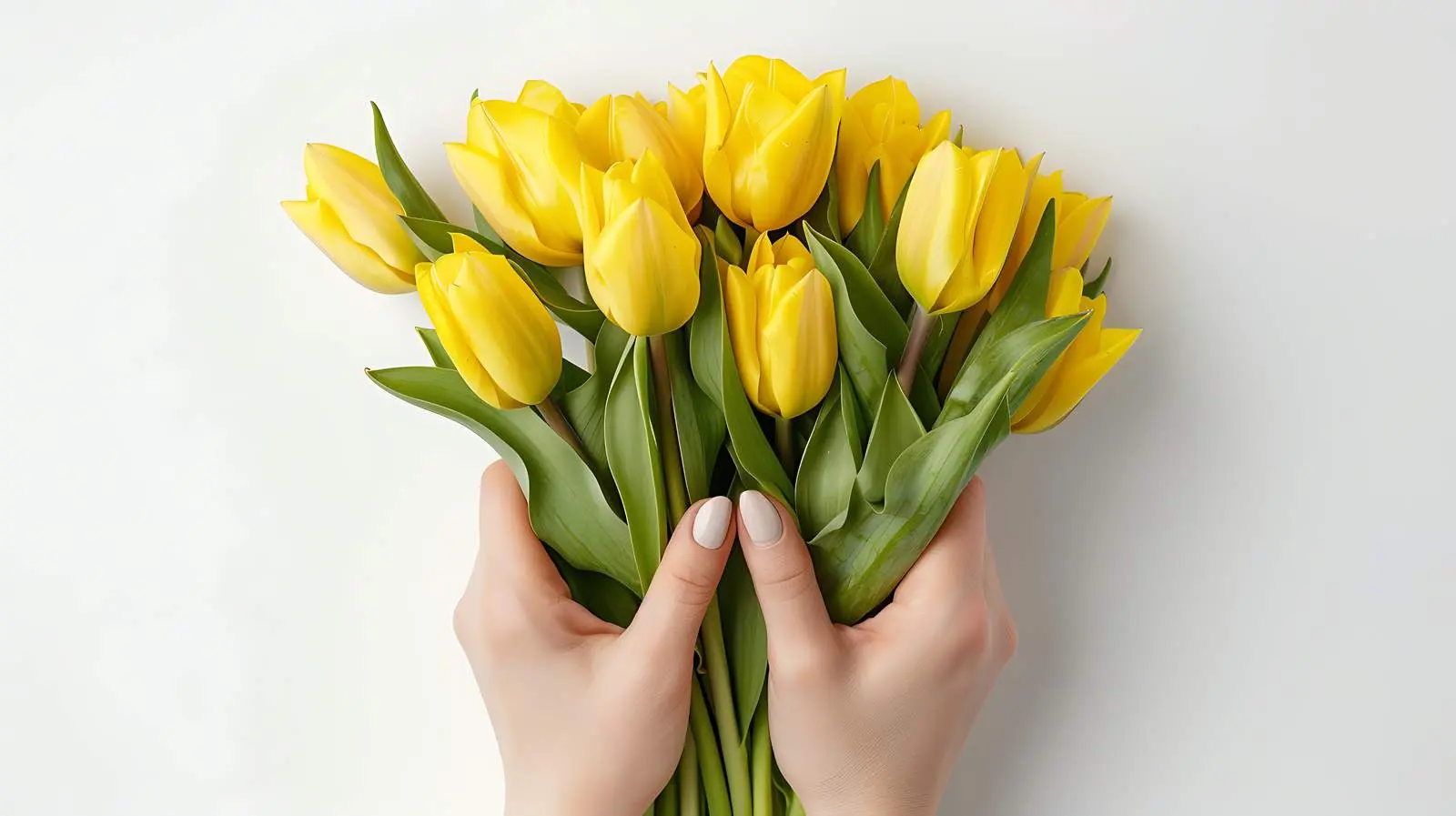Yellow Tulip Bouquet in Women's Hands — free download from Dotvec