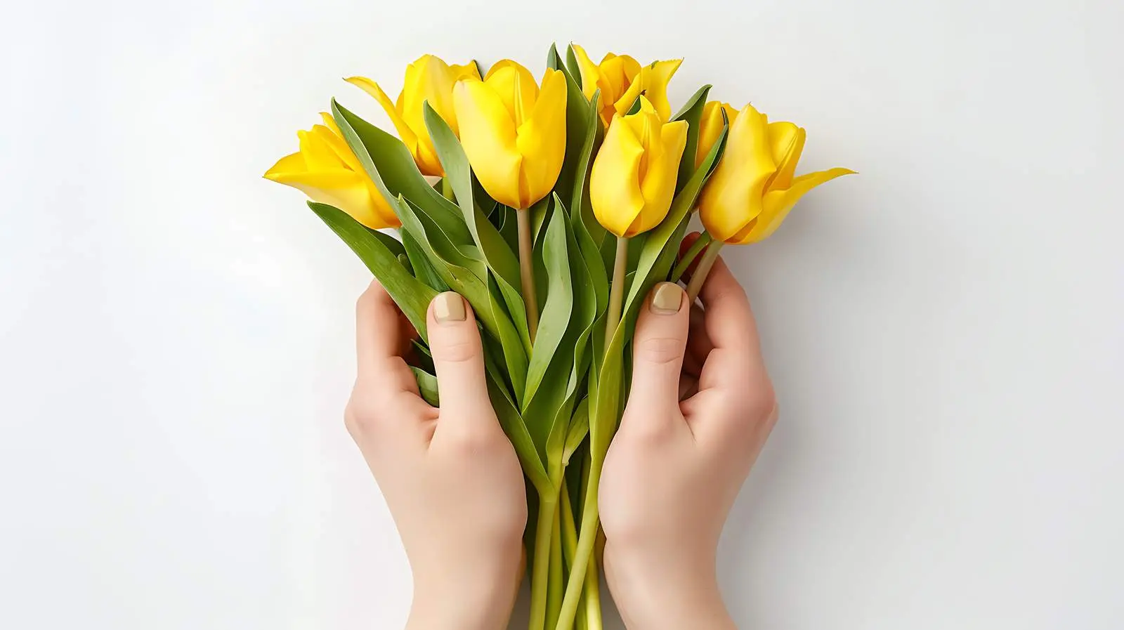 Yellow Tulip Bouquet in Woman's Hands — free download from Dotvec