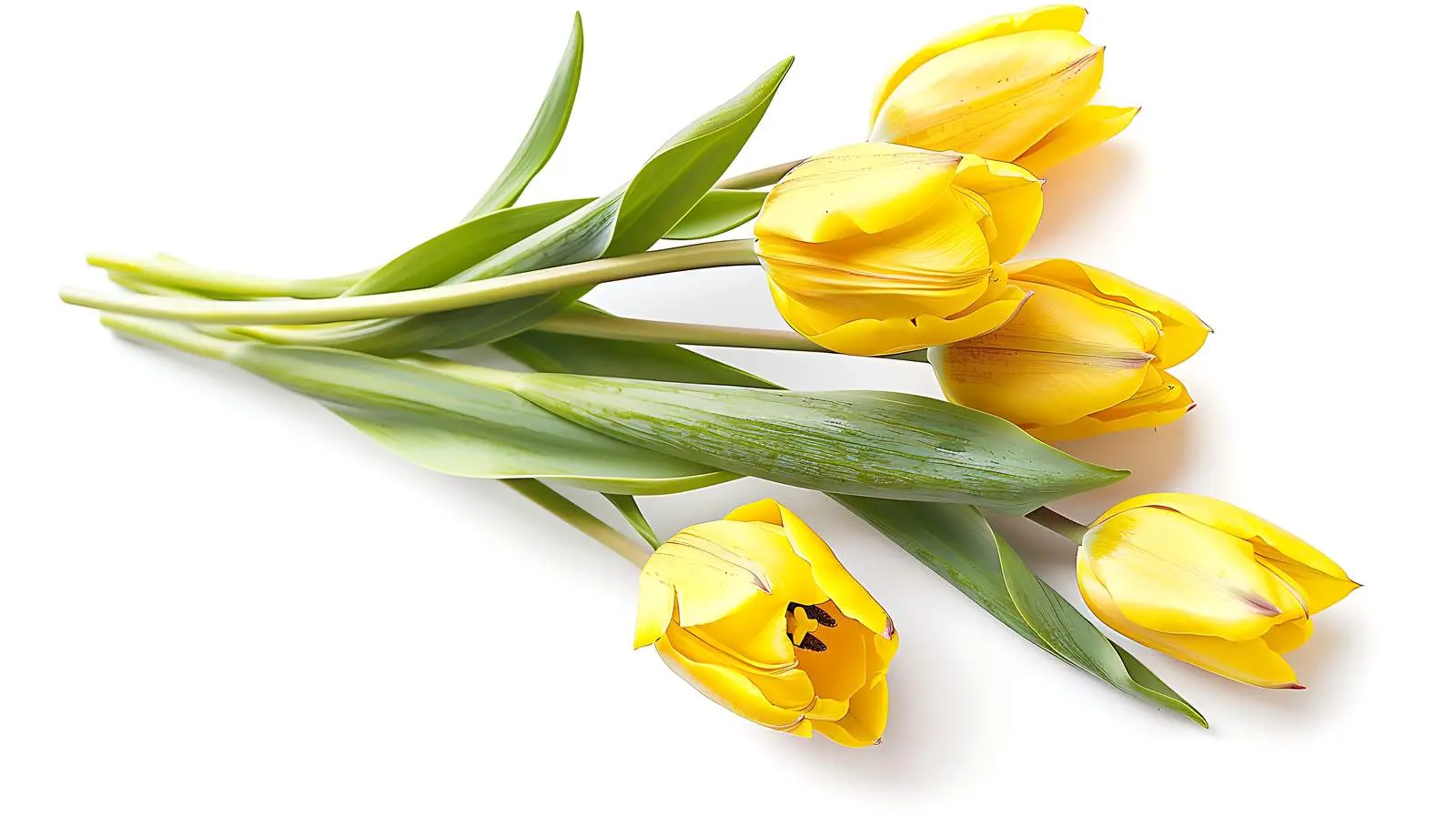 Minimalist Yellow Tulip Bouquet on White Background – free flower decoration image from Dotvec