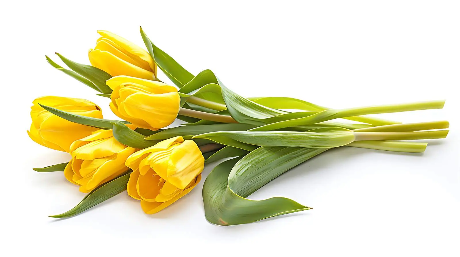 Minimalist Yellow Tulip Bouquet on White Background – free tulips image from Dotvec