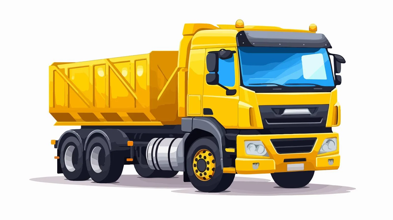 Yellow Big Truck Flat Design Style — free download from Dotvec
