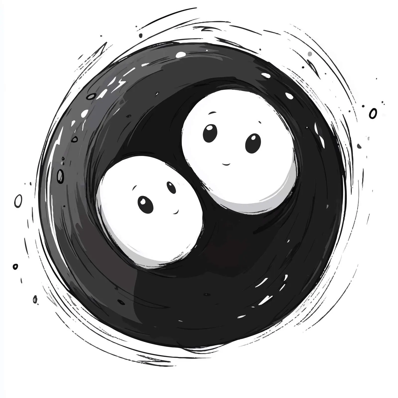Black and White Yin Yang Cartoon Vector Illustration — free download from Dotvec