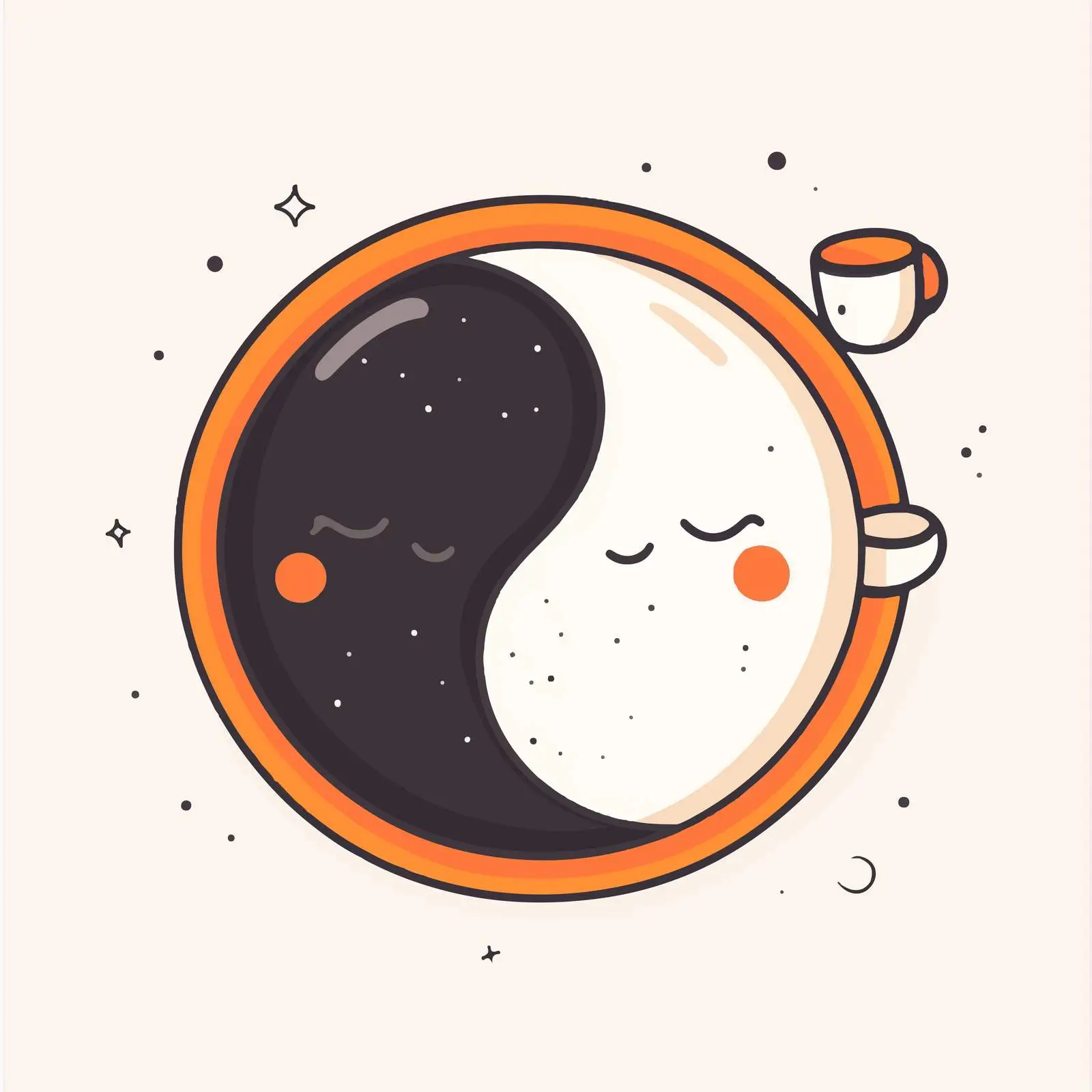 Black and White Yin Yang Cartoon Vector Illustration — free download from Dotvec