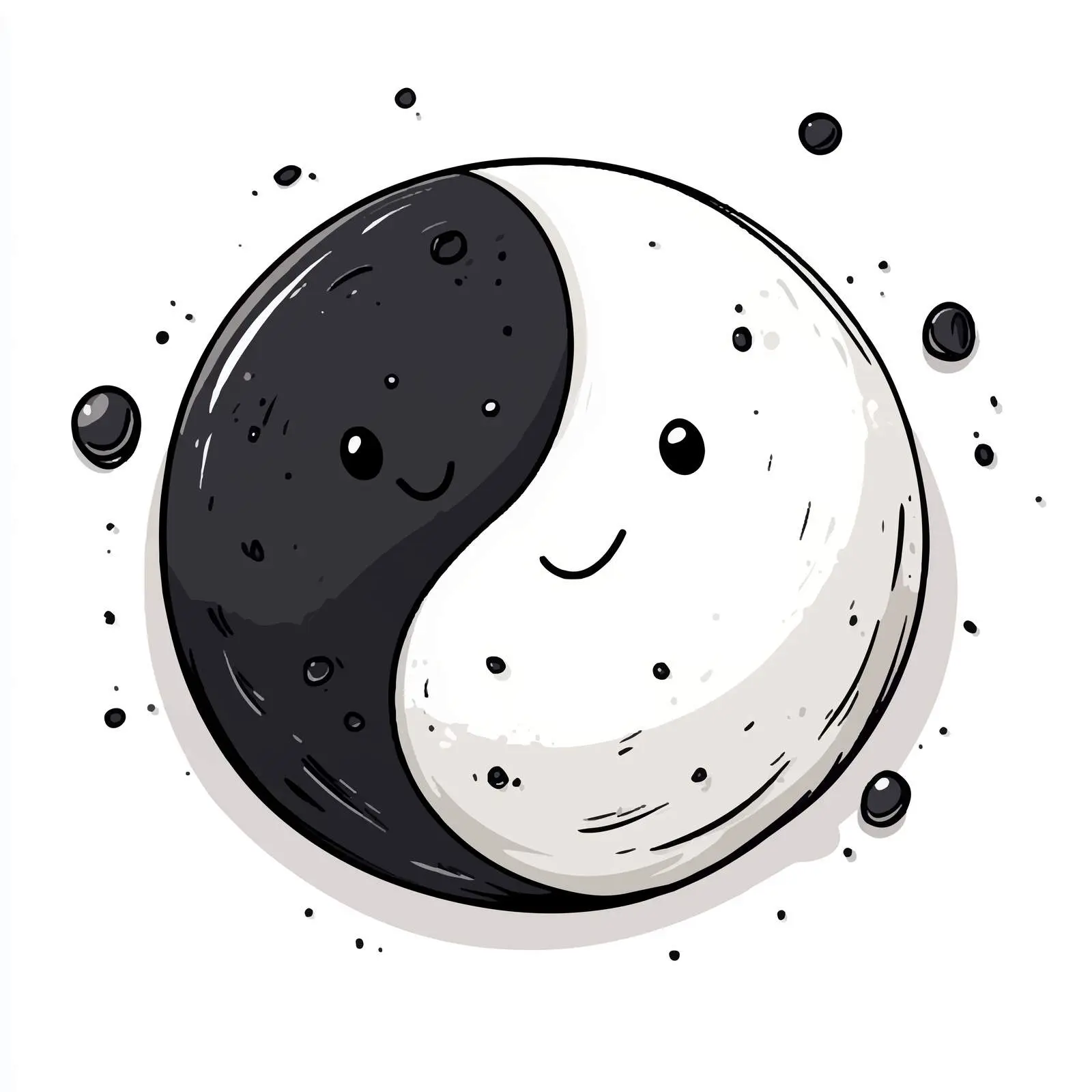 Black and White Yin Yang Cartoon Vector Illustration — free download from Dotvec