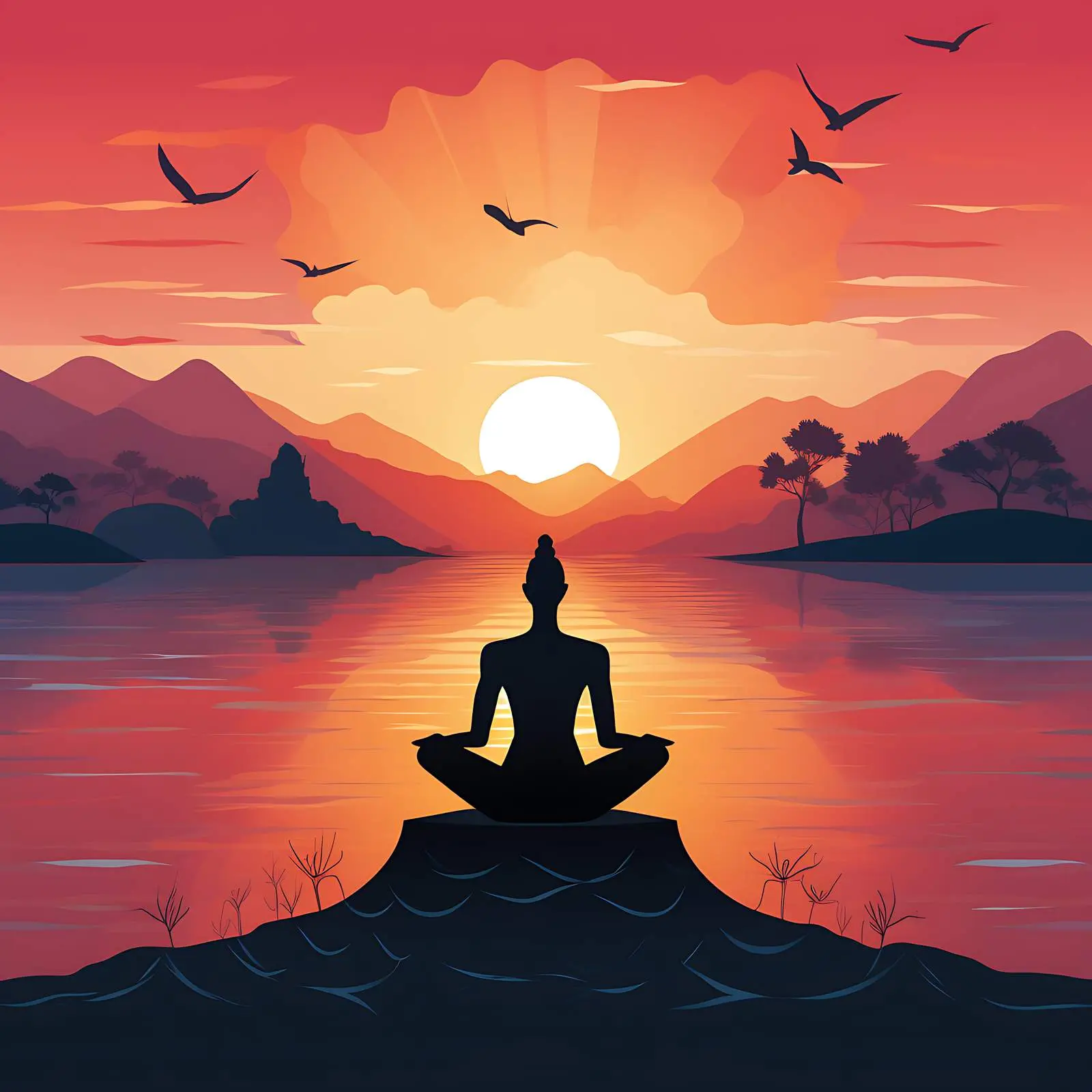 Man in Lotus Pose Meditation Silhouette — free download from Dotvec