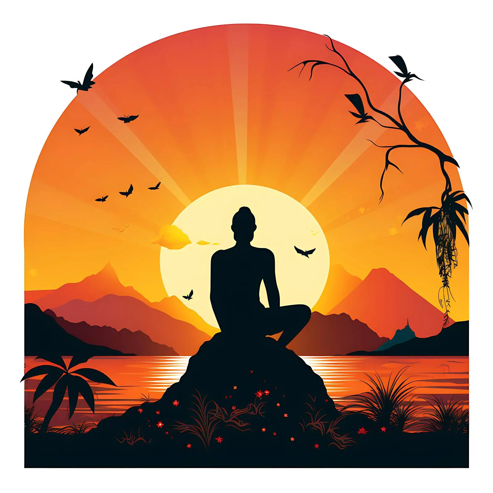 Man Silhouette in Lotus Meditation Pose — free download from Dotvec
