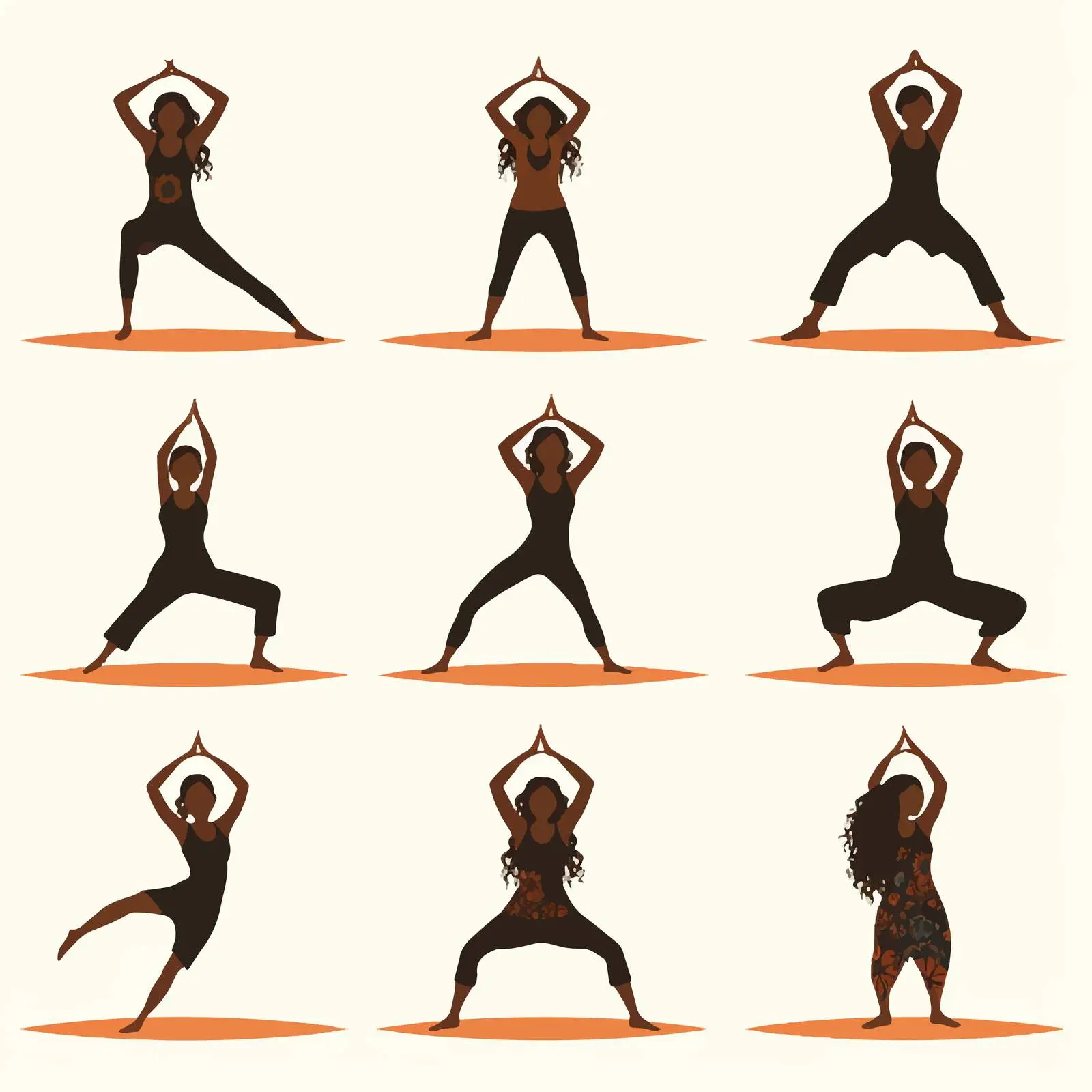 Yoga Pose Silhouettes for Body and Mind Health – free strength image from Dotvec