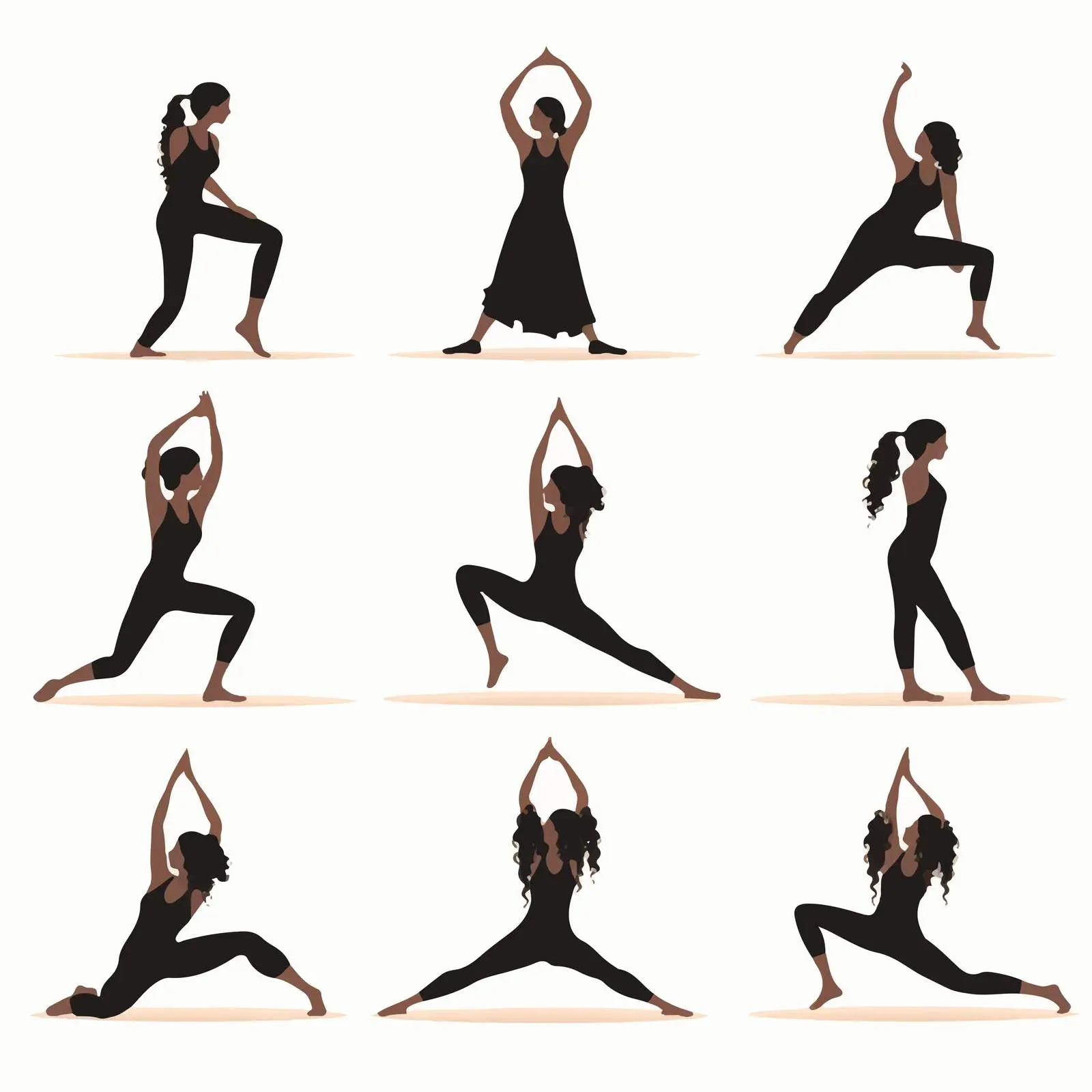 Yoga Pose Silhouettes for Health and Wellness – free fitness vector image from Dotvec