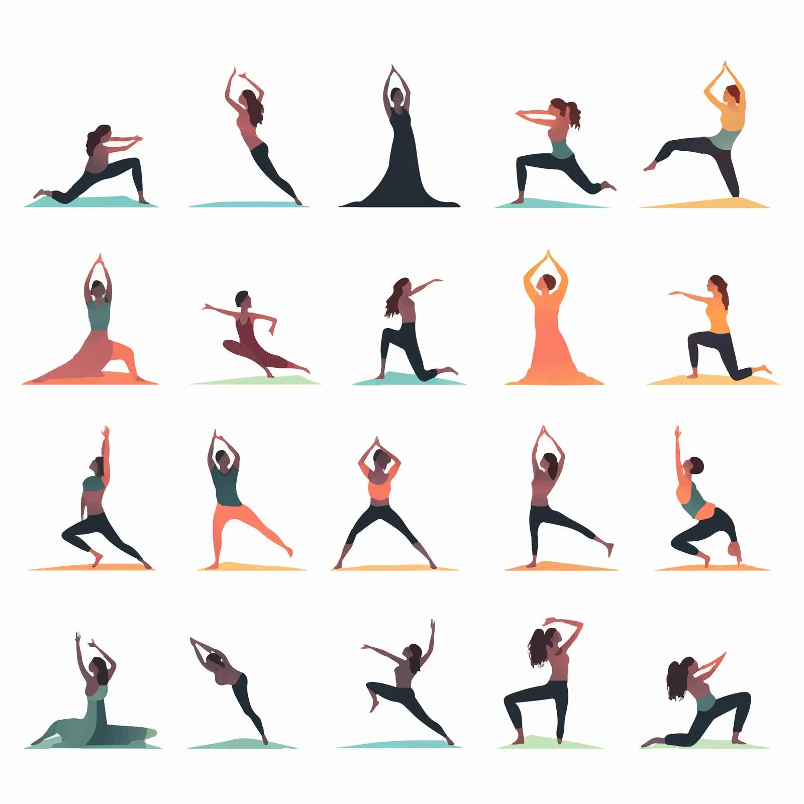 Yoga Pose Silhouettes for Body and Mind – free strength image from Dotvec