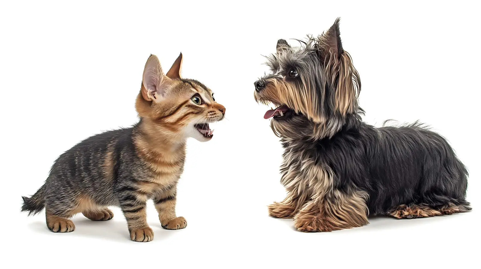 Yorkshire Terrier with Scottish Straight Cat – free sound image from Dotvec