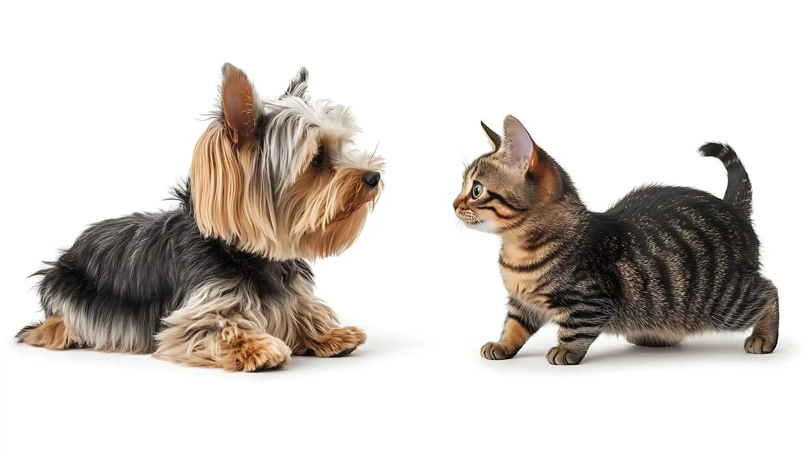 Yorkshire Terrier and Scottish Straight Cat Together — free download from Dotvec