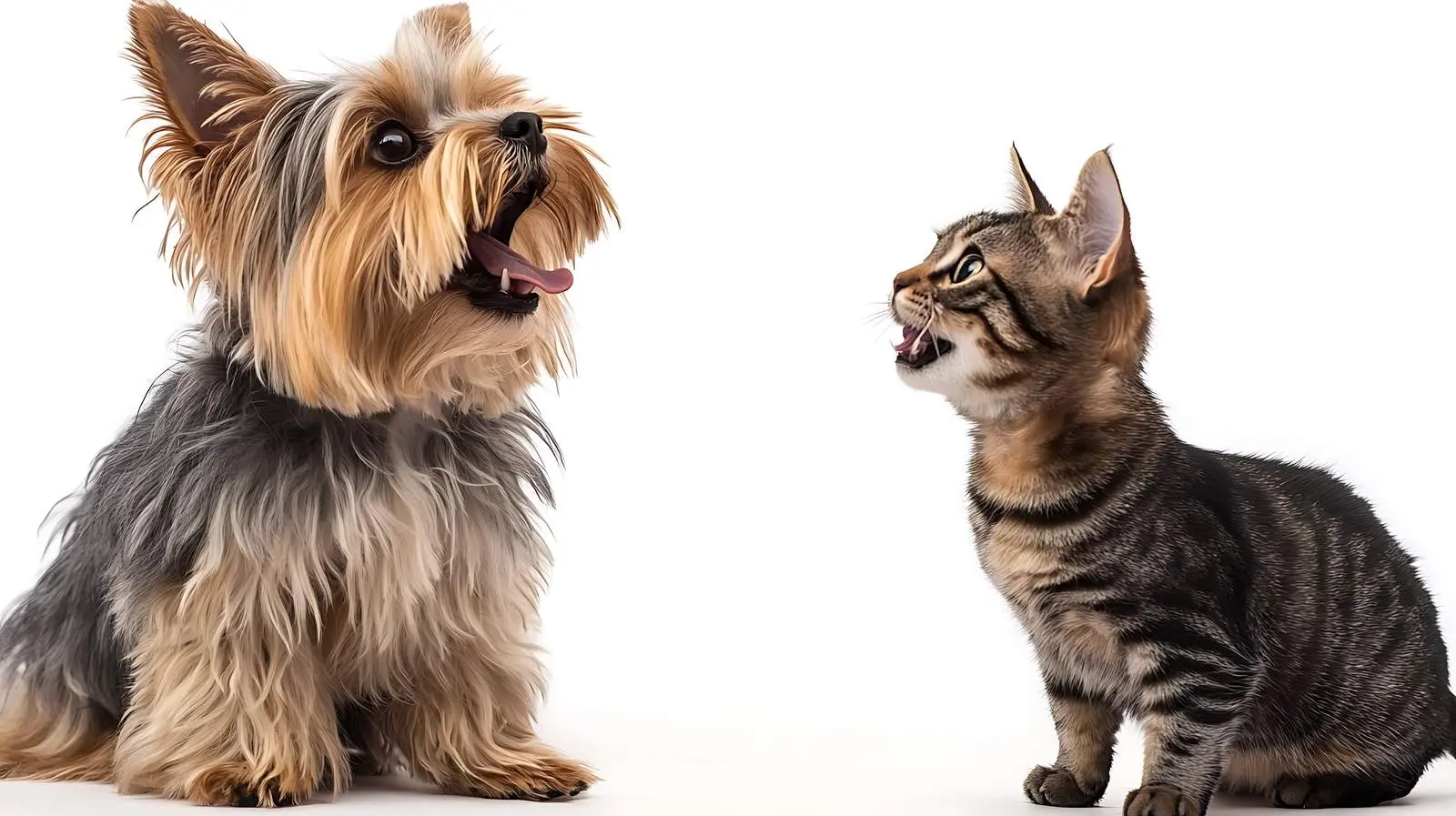 Yorkshire Terrier and Scottish Straight Cat Together — free download from Dotvec